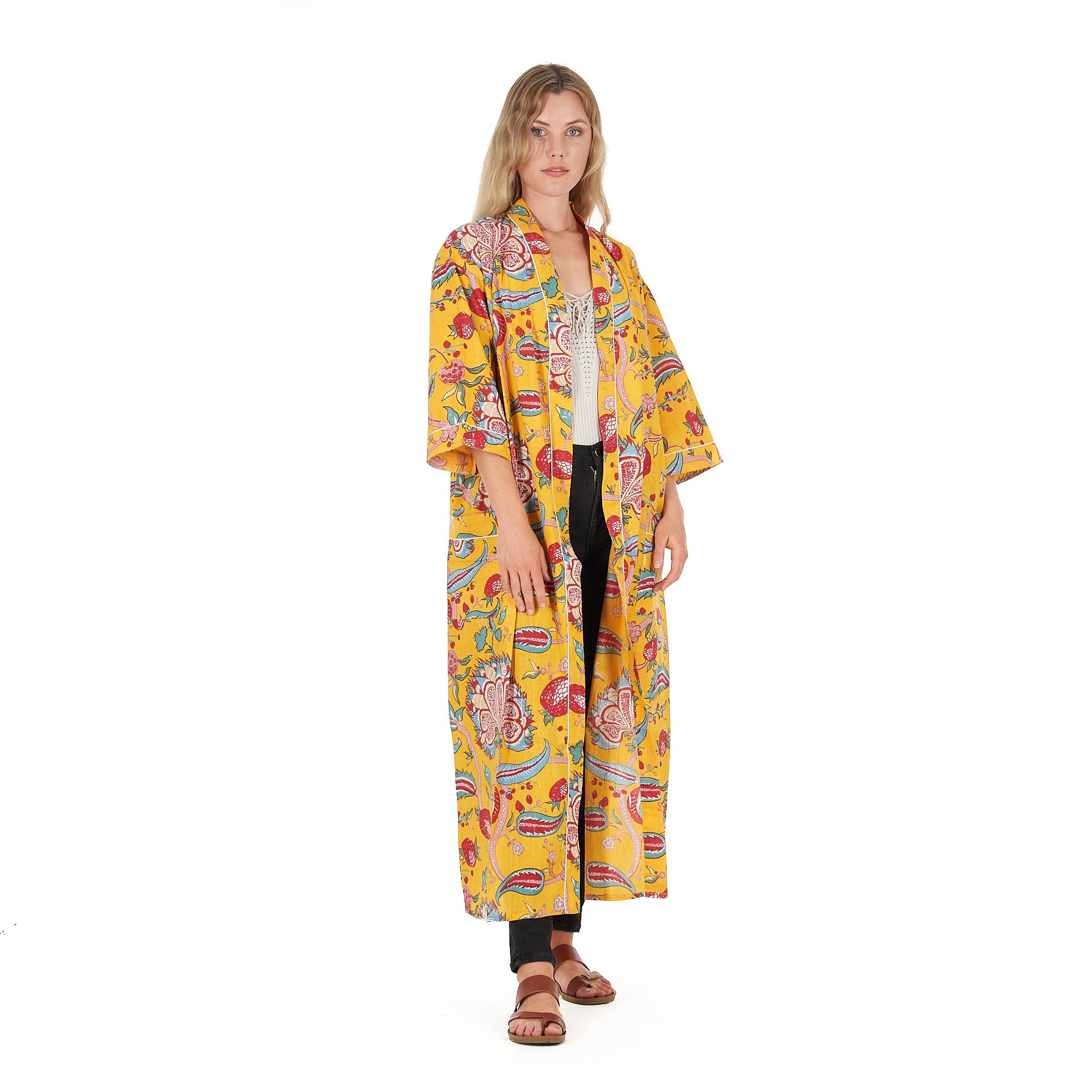 'Frida's Vibrant Forest' 100% Cotton Kimono Robe