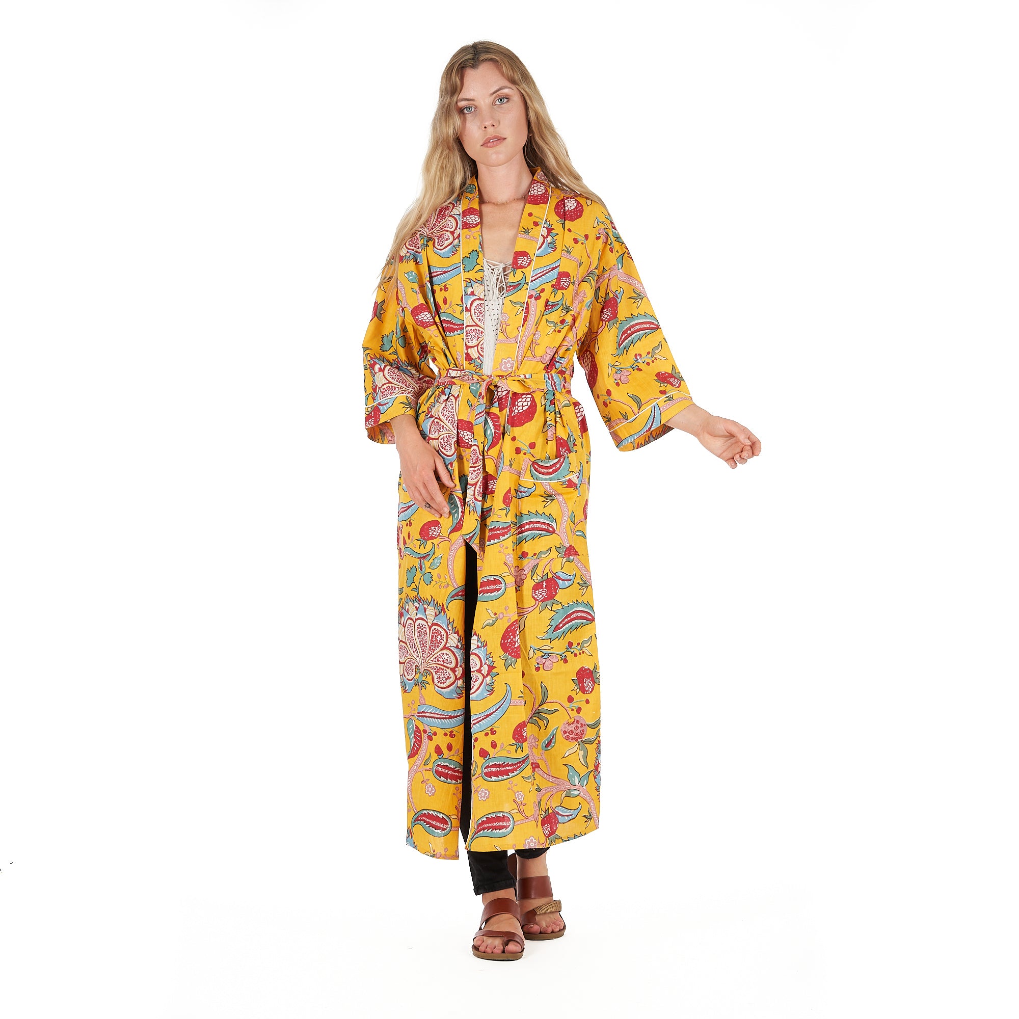 'Frida's Vibrant Forest' 100% Cotton Kimono Robe