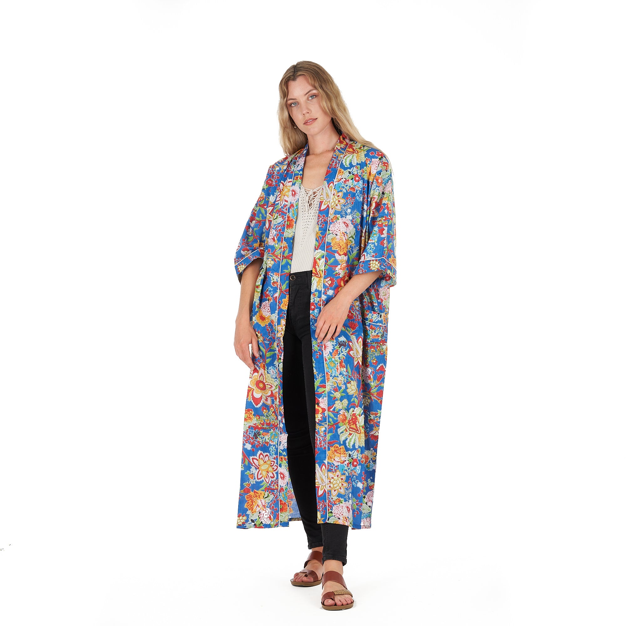 'Forever In Blue' 100% Cotton Kimono Robe