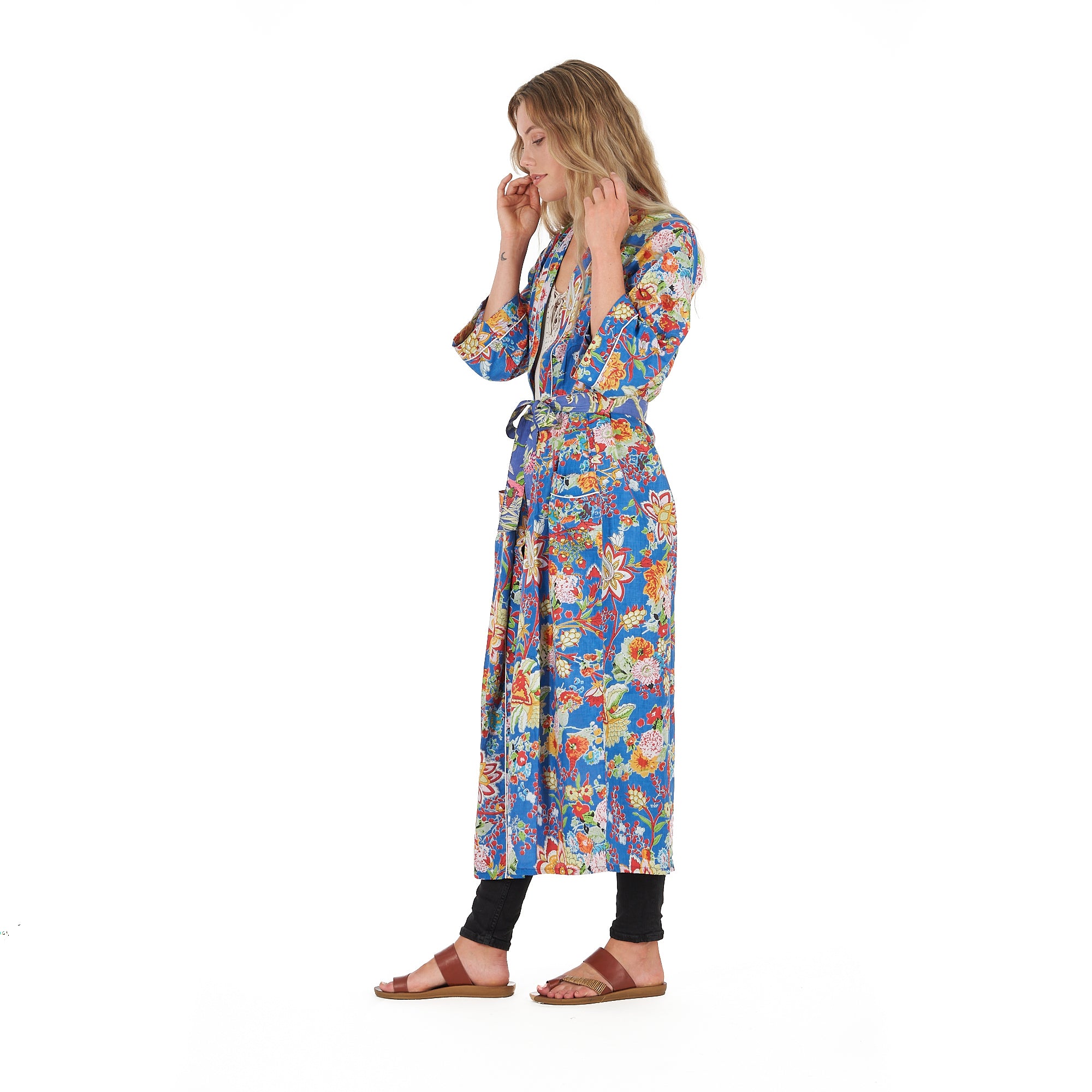 'Forever In Blue' 100% Cotton Kimono Robe