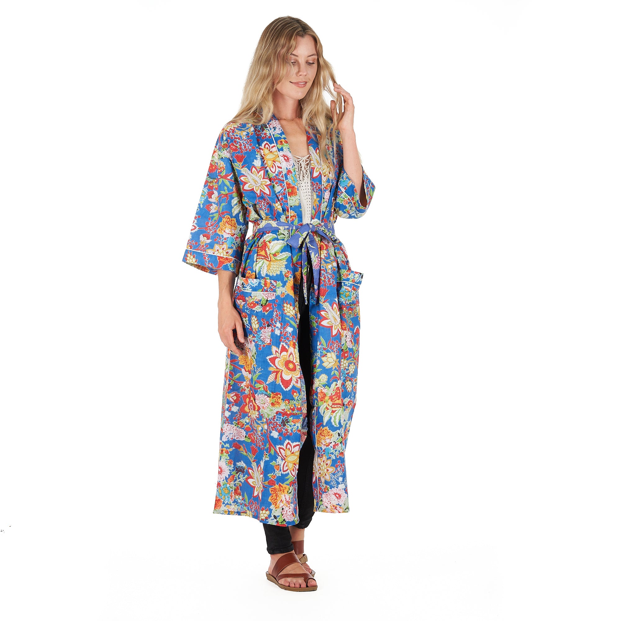 'Forever In Blue' 100% Cotton Kimono Robe
