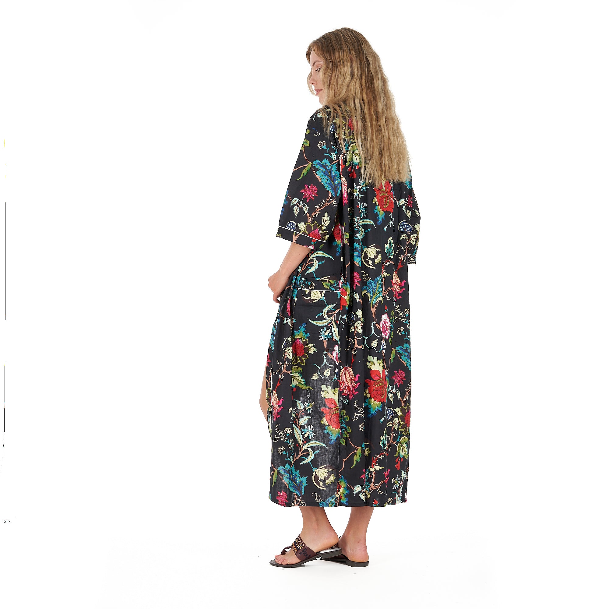 'Noir Nights' 100% Cotton Kimono Robe