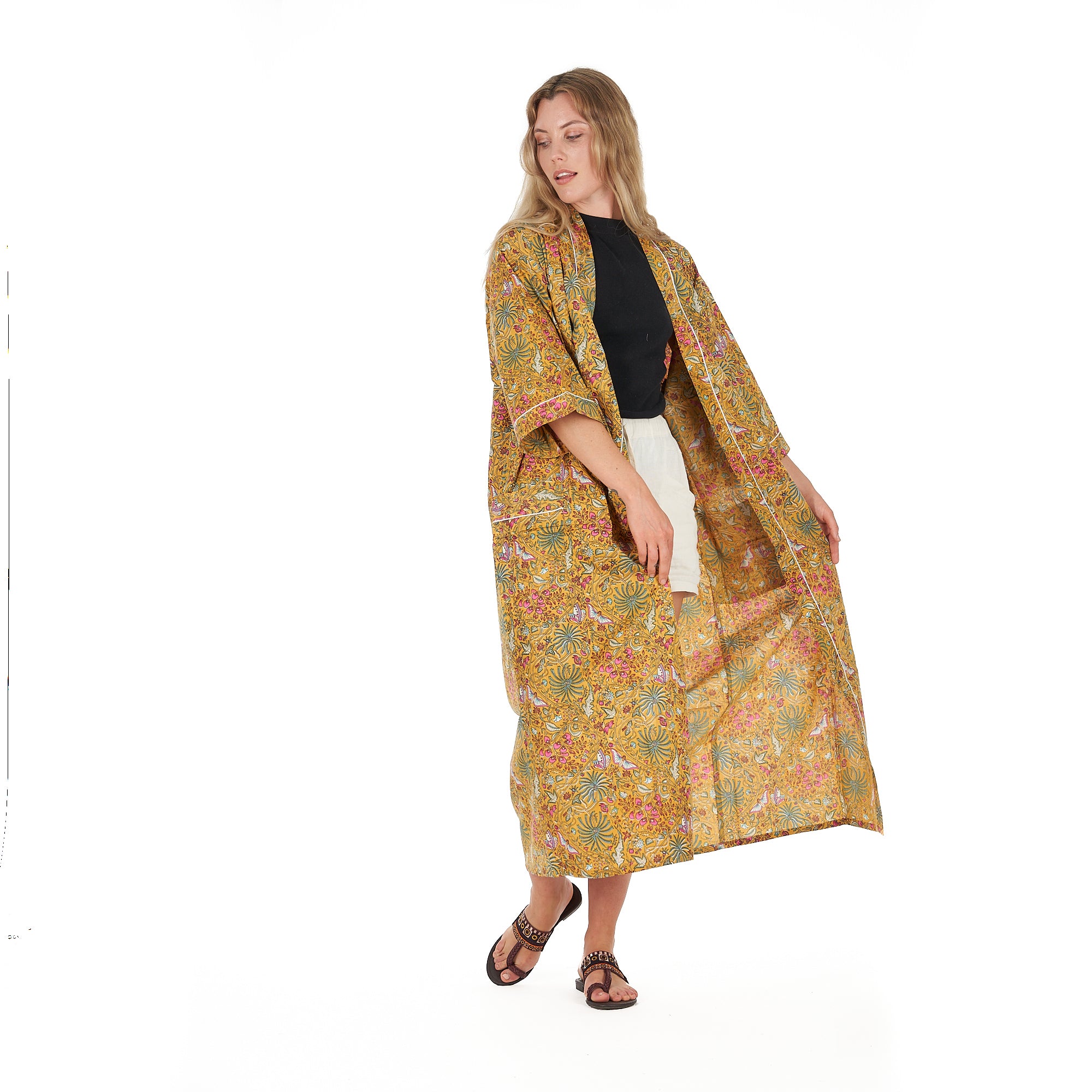 'Sunburst Sensations' 100% Cotton Kimono Robe
