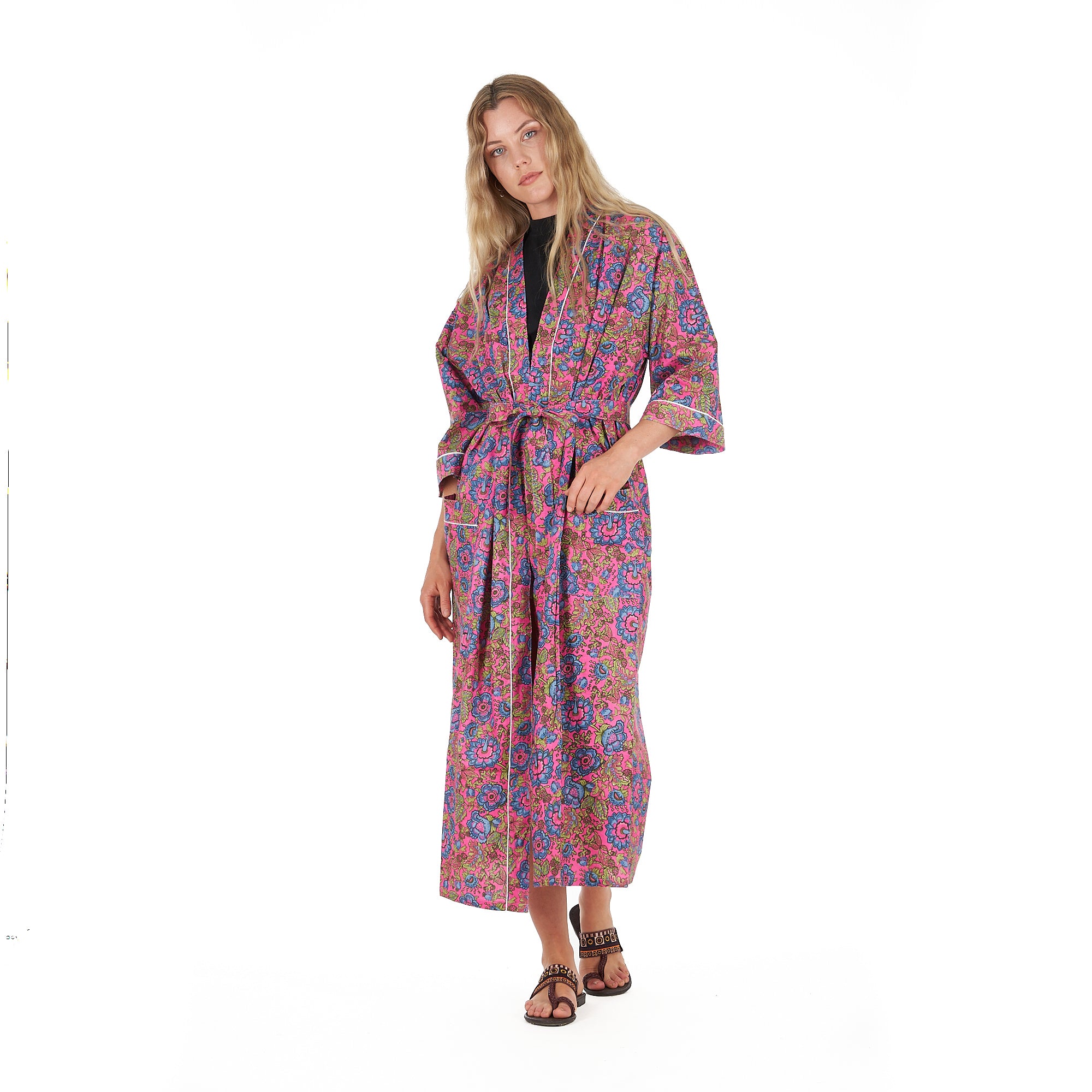 'Floral Euphoria' 100% Cotton Kimono Robe