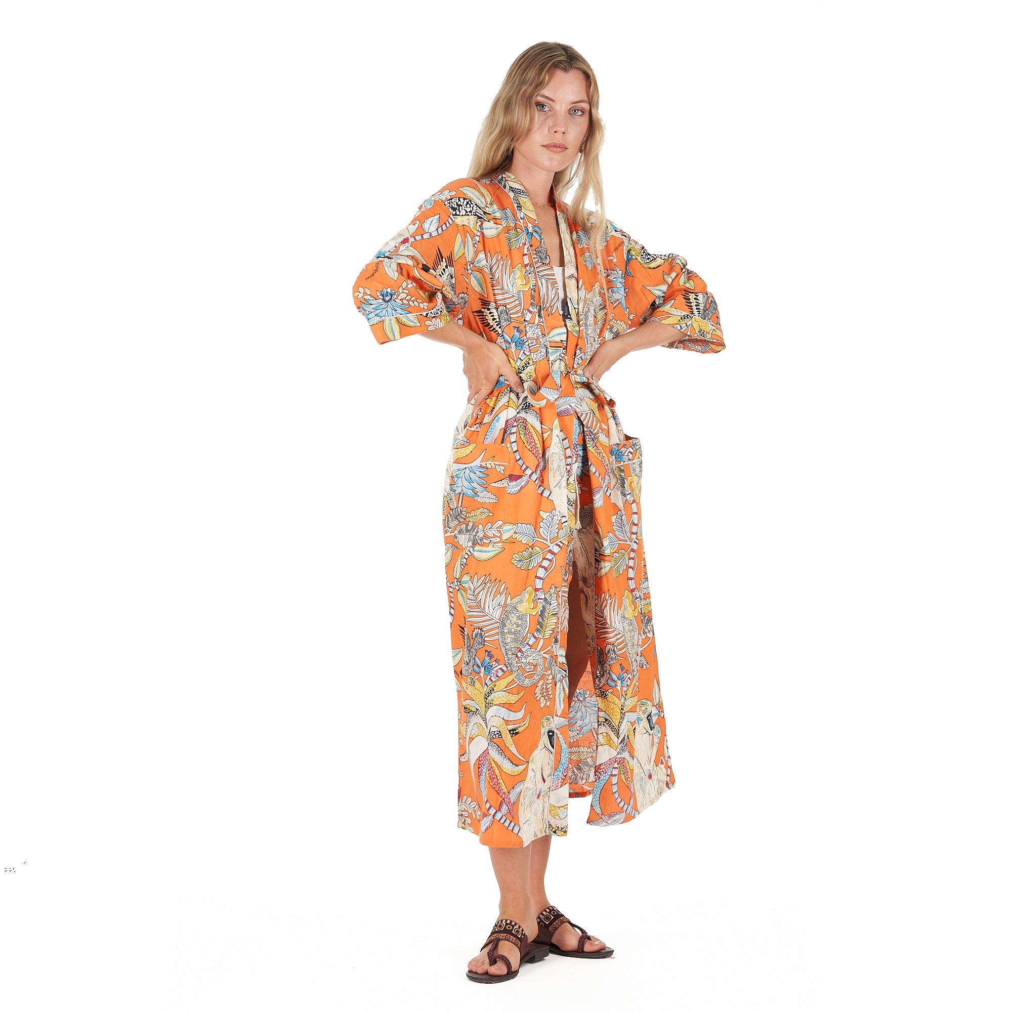 'Paradise Petals' 100% Cotton Kimono Robe