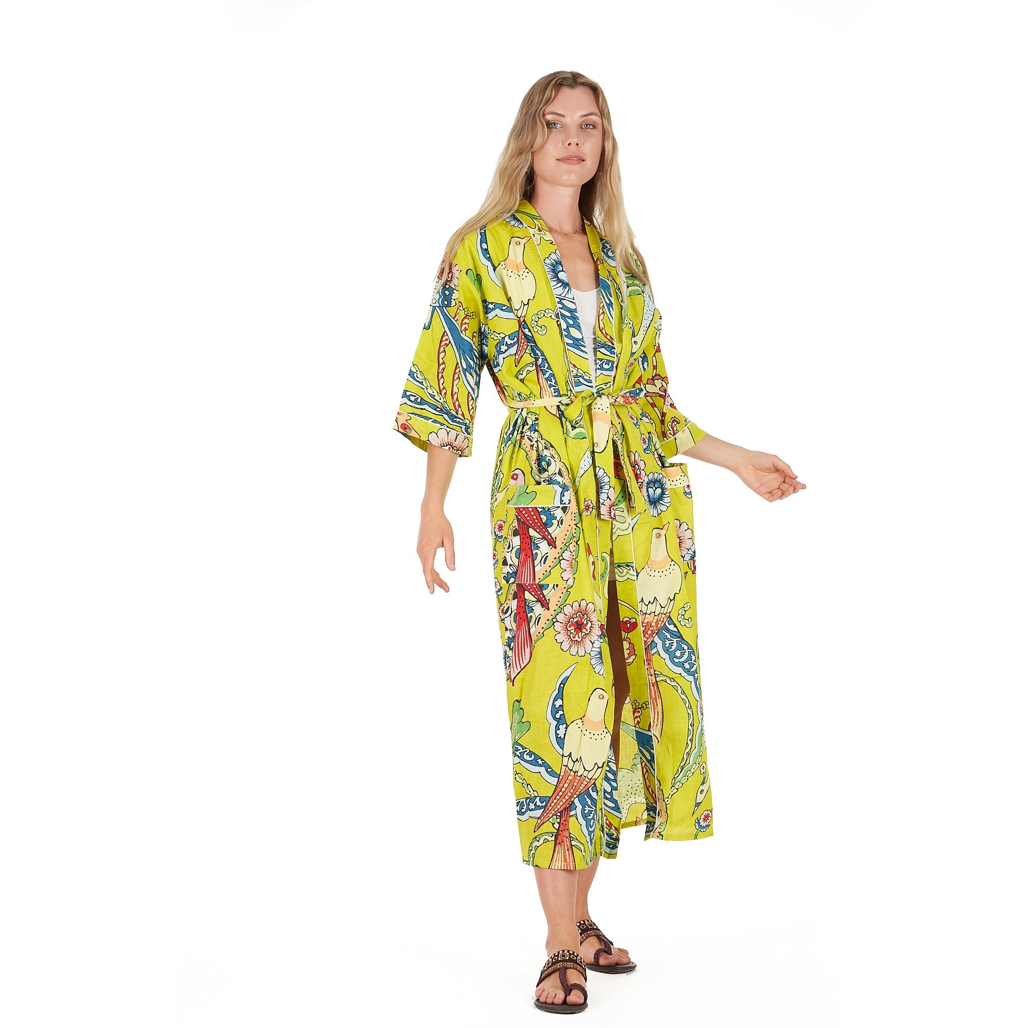 'Vibrant Paradise' 100% Cotton Kimono Robe