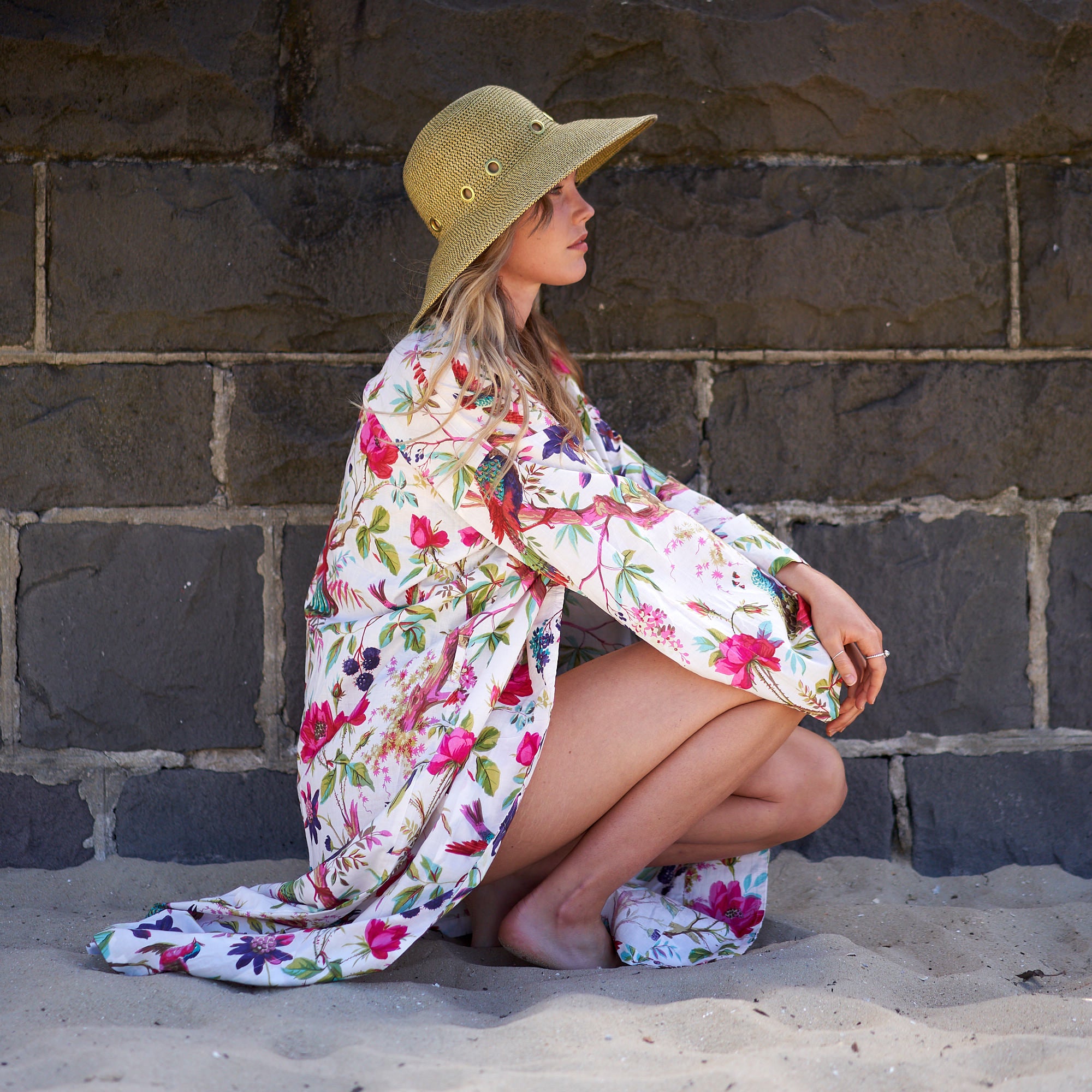 'Hawaiian Haze' 100% Cotton Kimono Robe