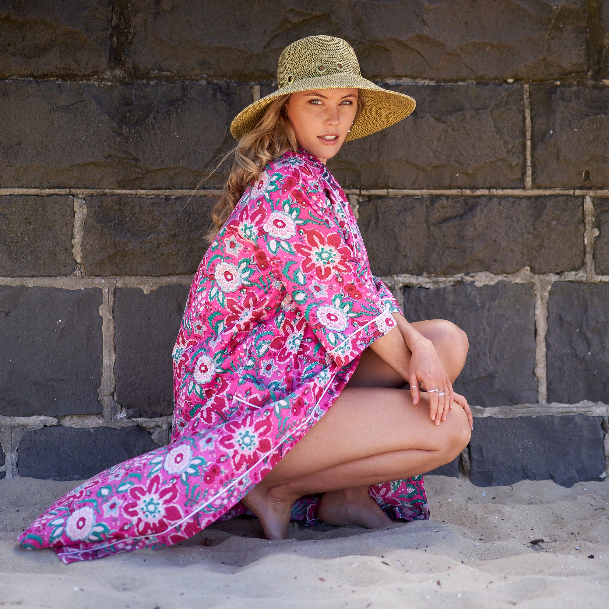 'I Dream In Pink' 100% Cotton Kimono Robe