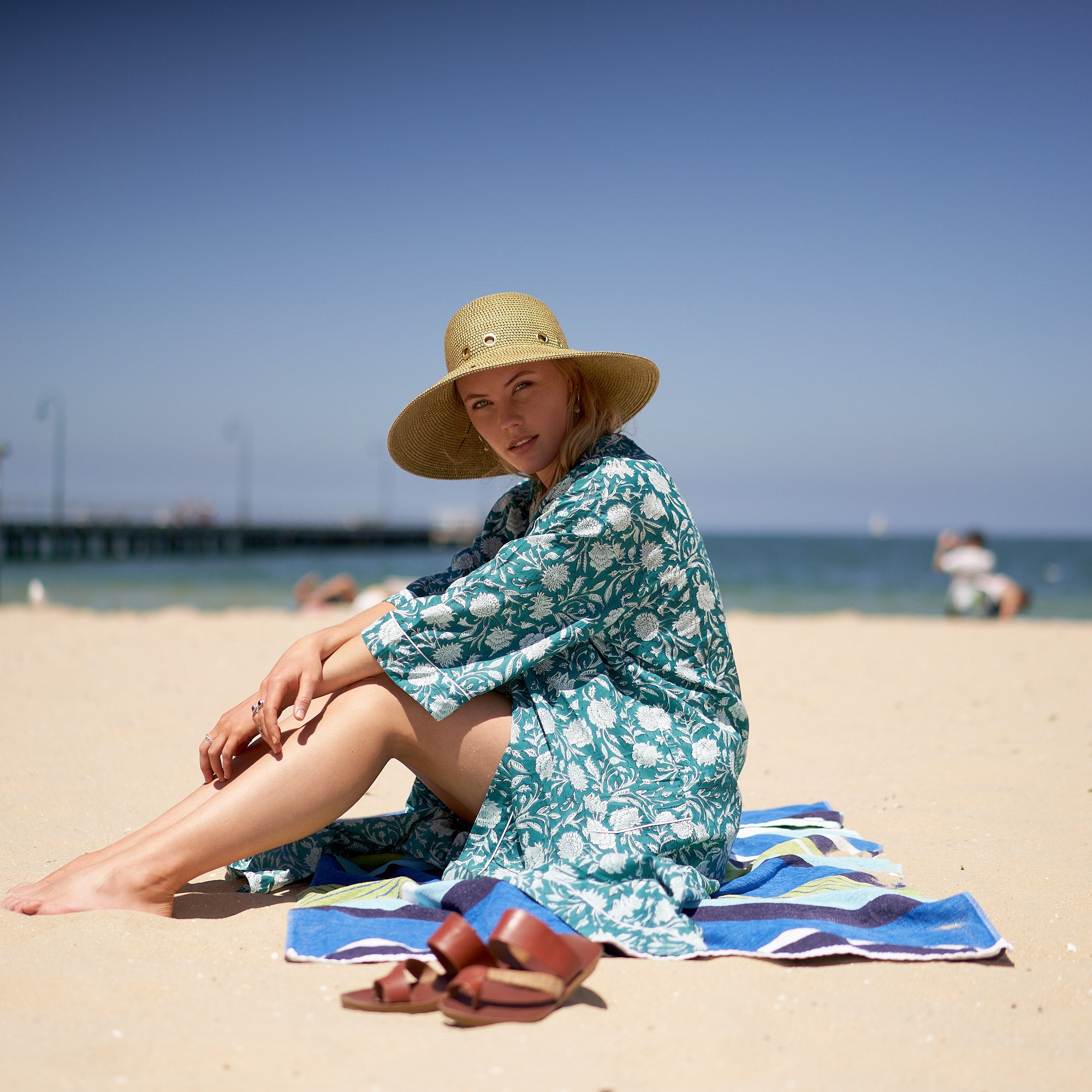 'Beach Escape' 100% Cotton Kimono Robe
