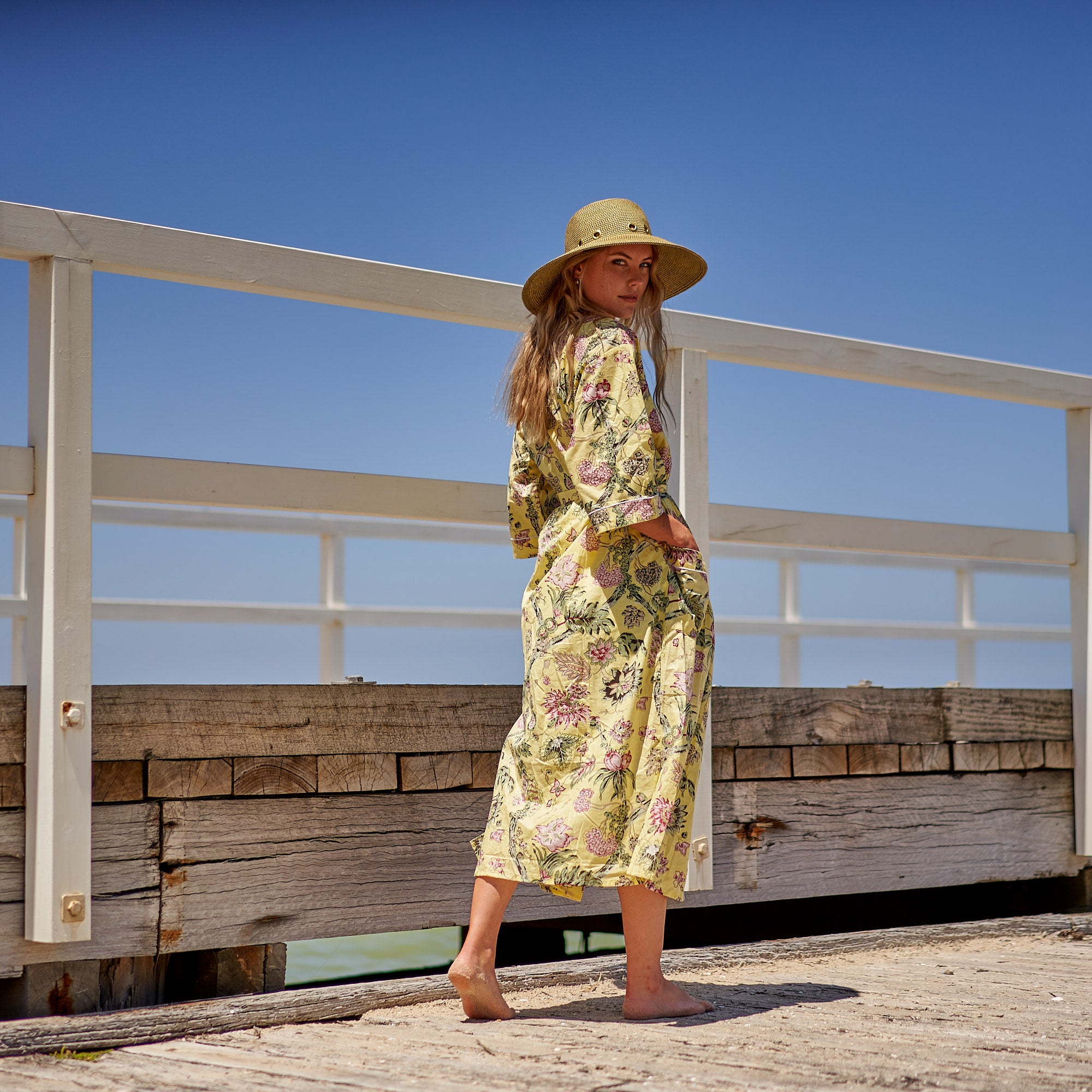 'Take Me To The Beach' 100% Cotton Kimono Robe