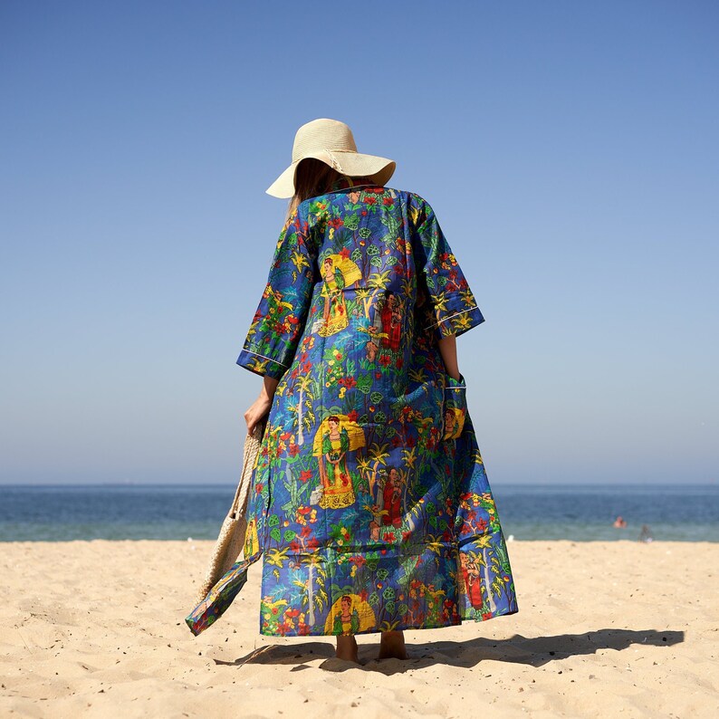 'Frida Folklore' 100% Cotton Kimono Robe