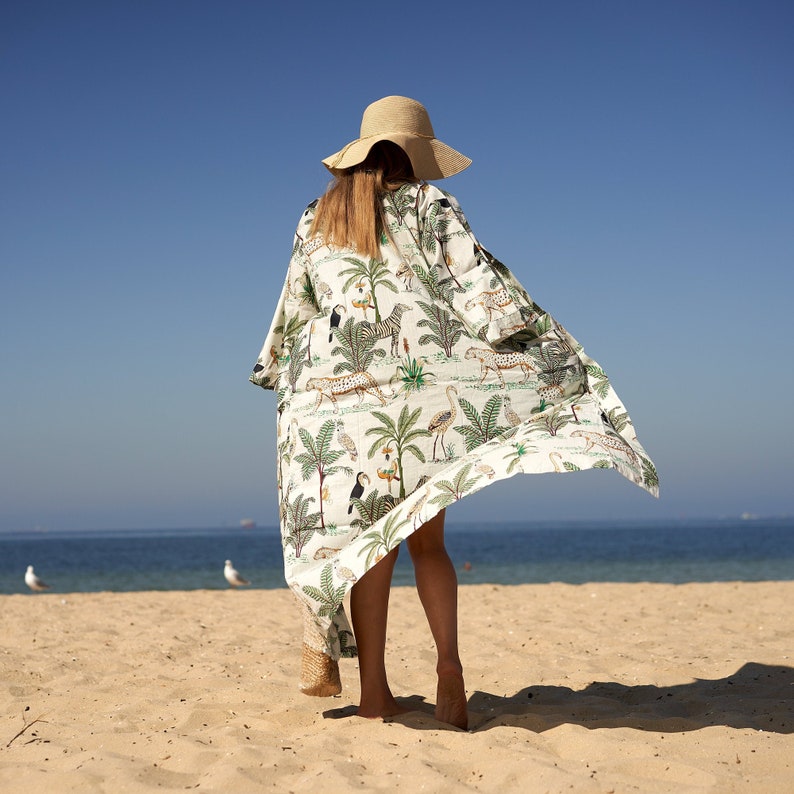 'Serengeti Safari' 100% Cotton Kimono Robe