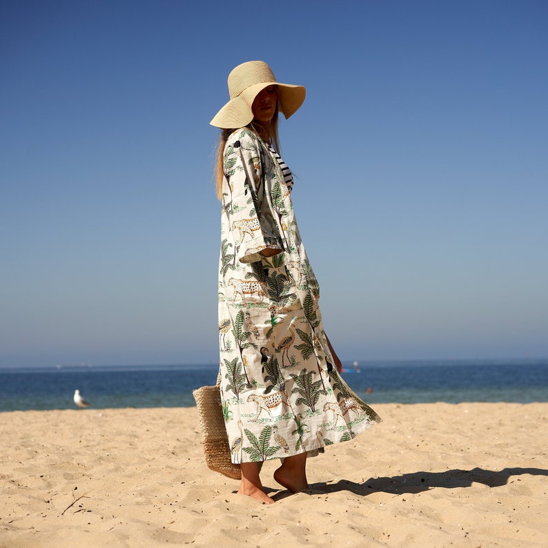 'Serengeti Safari' 100% Cotton Kimono Robe