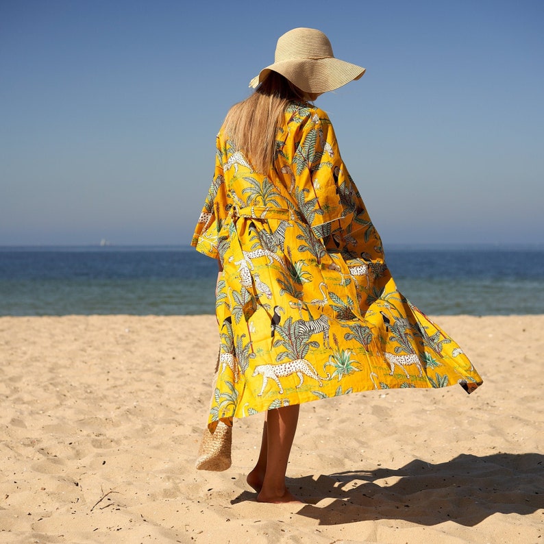 'Safari Soiree' 100% Cotton Kimono Robe