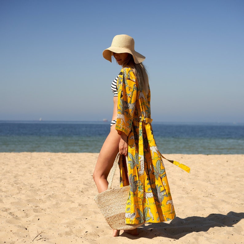 'Safari Soiree' 100% Cotton Kimono Robe