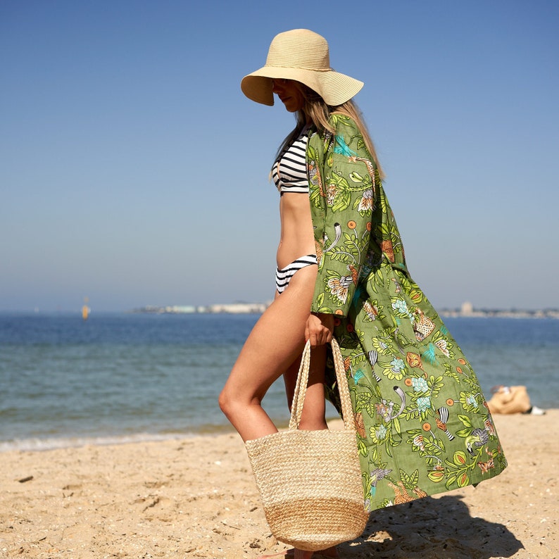'Tranquil Paradise' 100% Cotton Kimono Robe