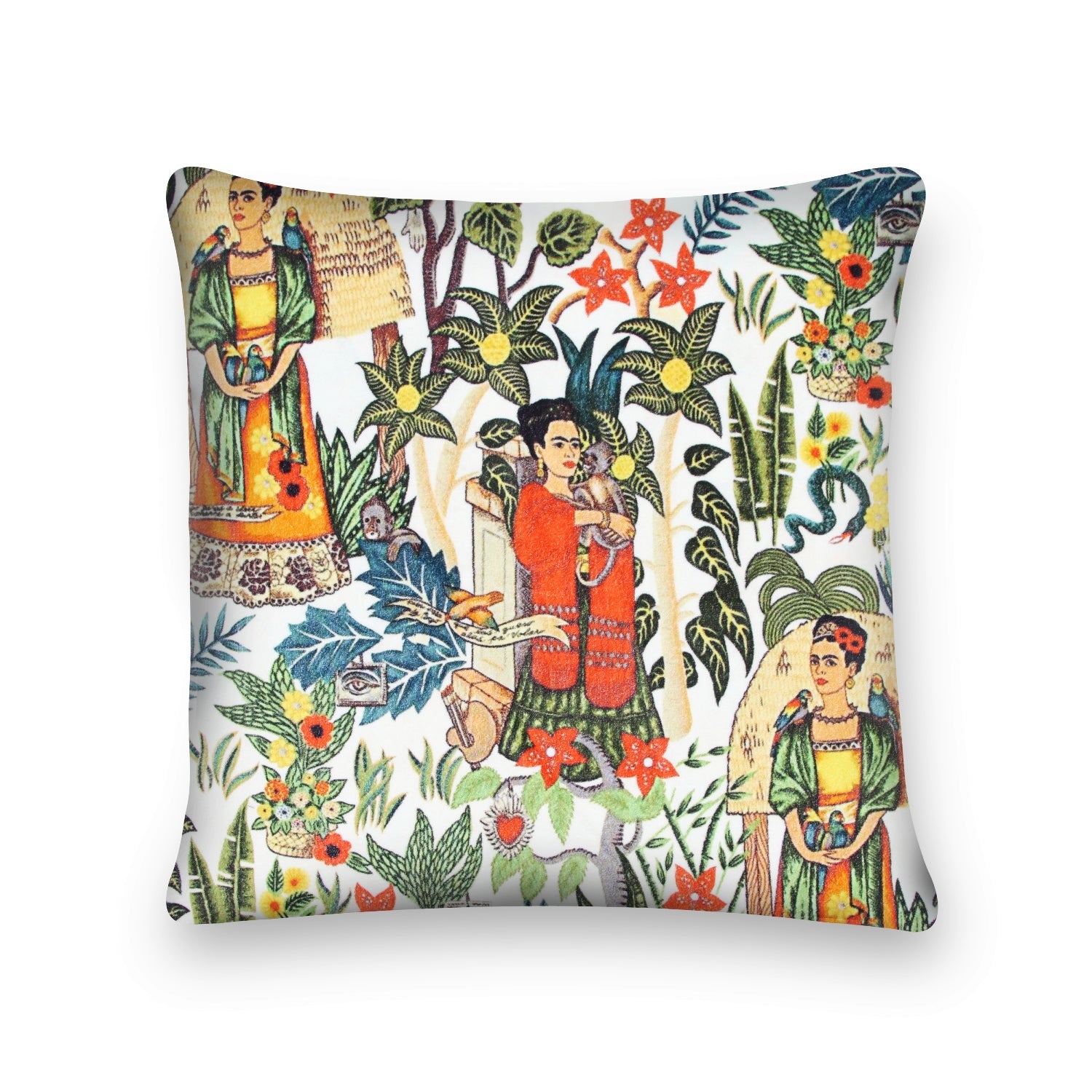 'Frida's Spirit' 100% Cotton Velvet Cushion Cover