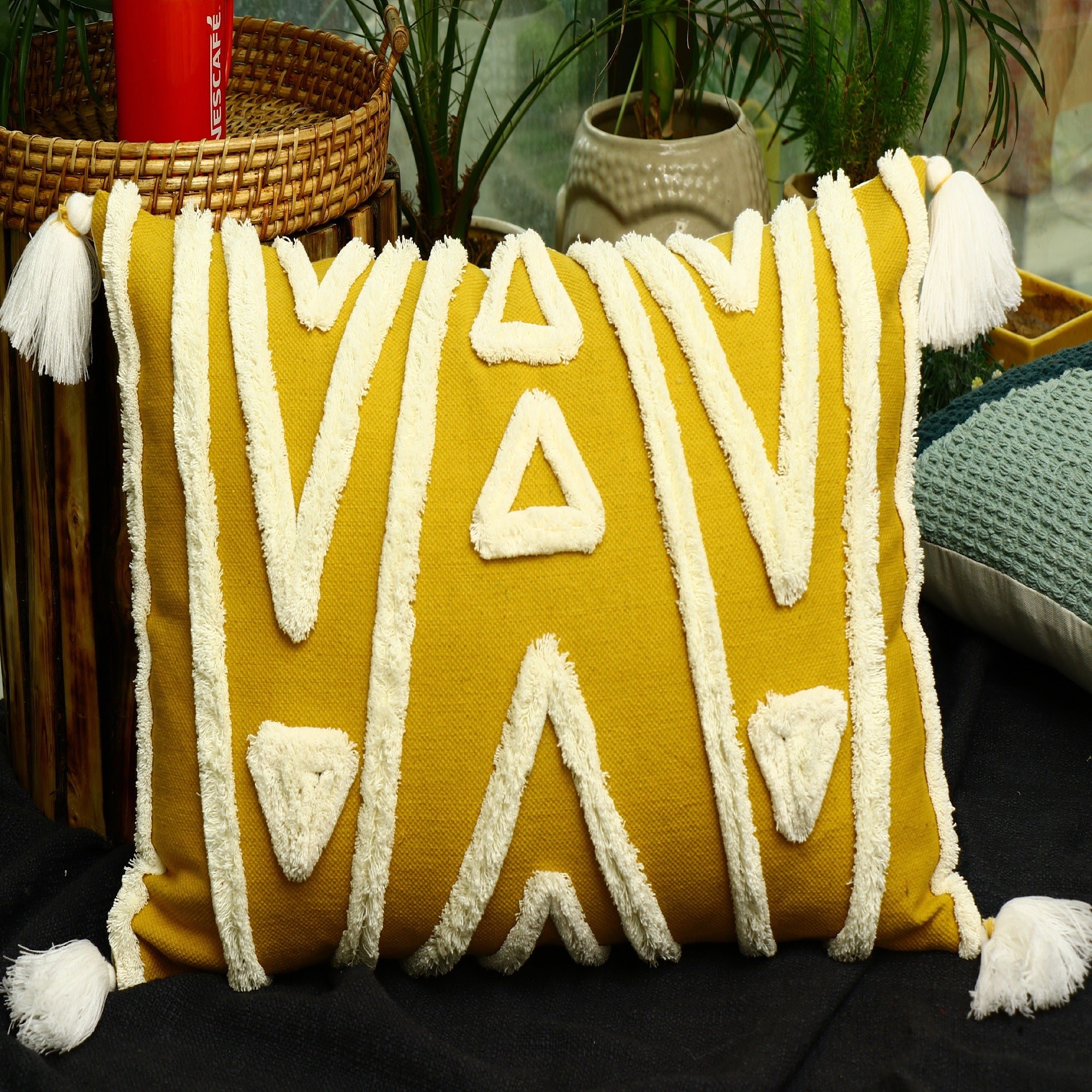 Linen Connections Moroccan Tassels Cushion Cover - Beige