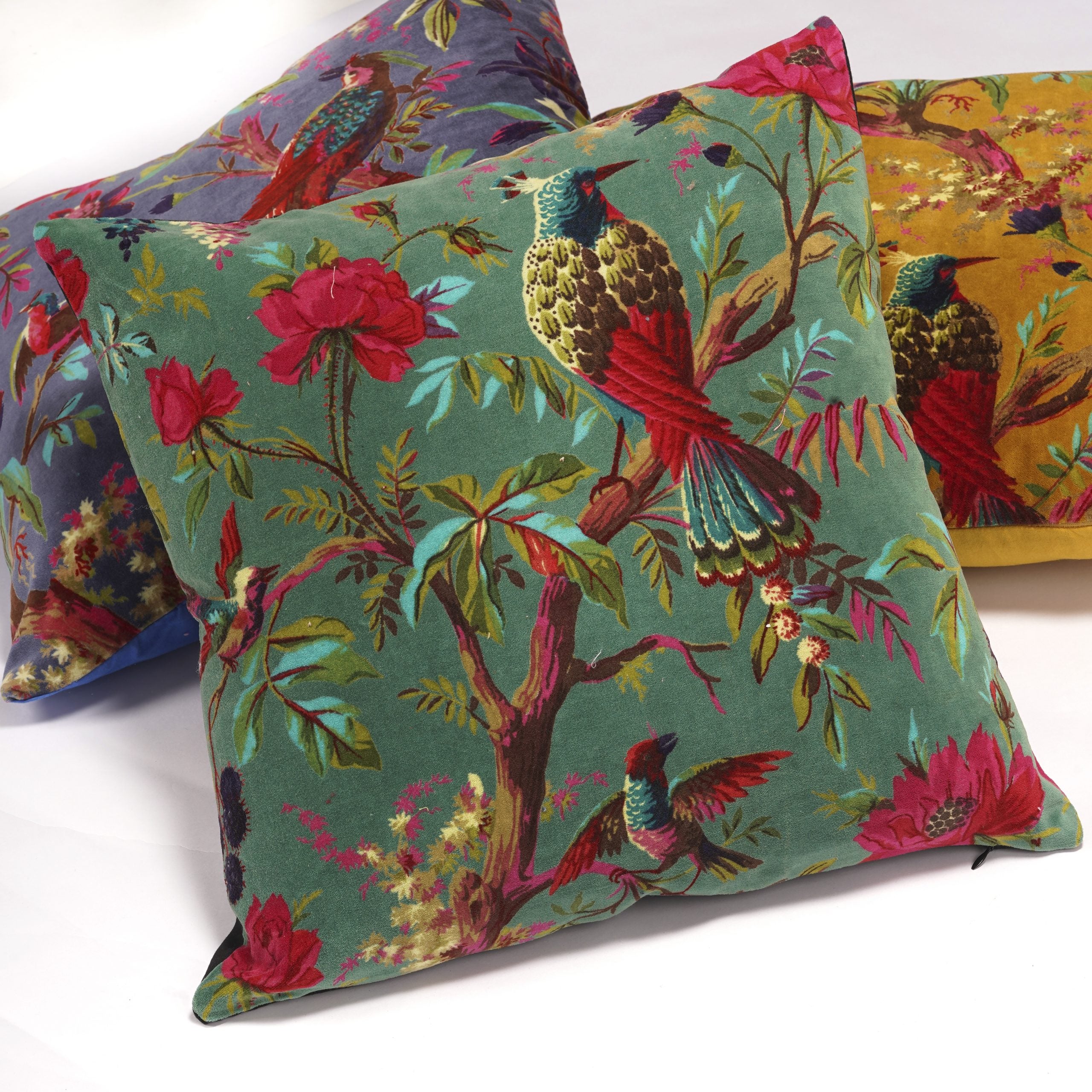 'Nature's Lullaby' 100% Cotton Velvet Cushion Cover