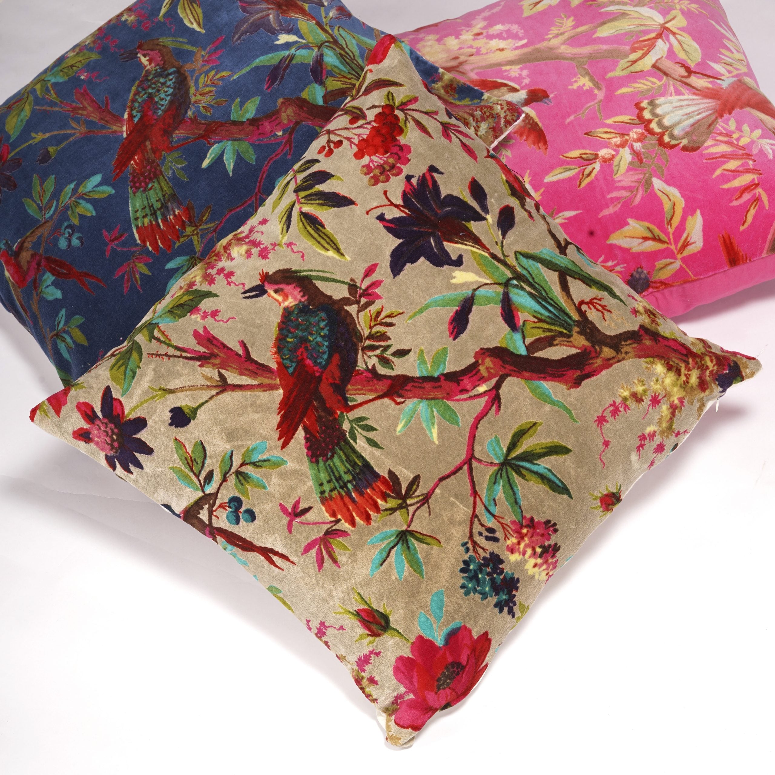 'Botanical Harmony' 100% Cotton Velvet Cushion Cover