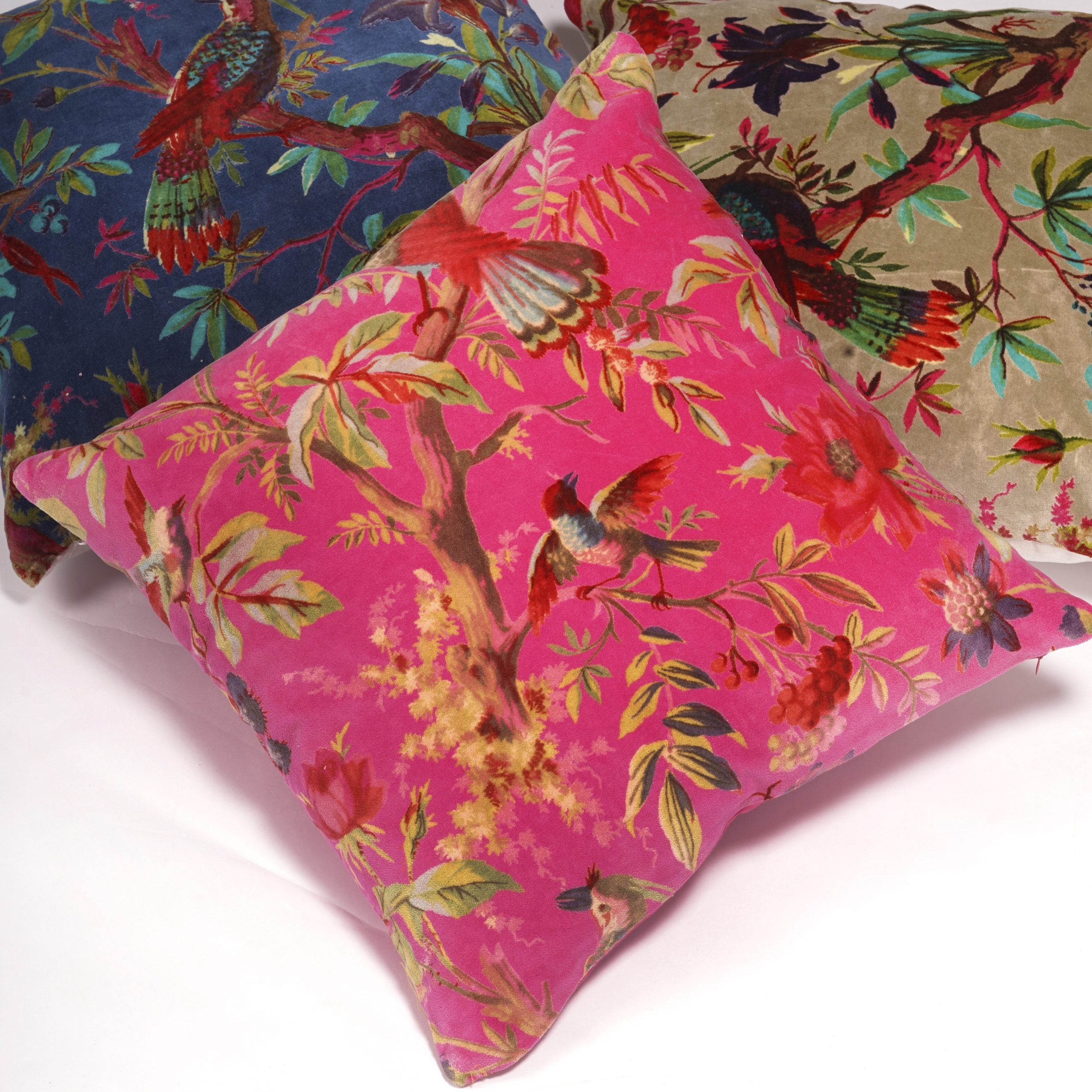 'Fly Me To Paradise' 100% Cotton Velvet Cushion Cover