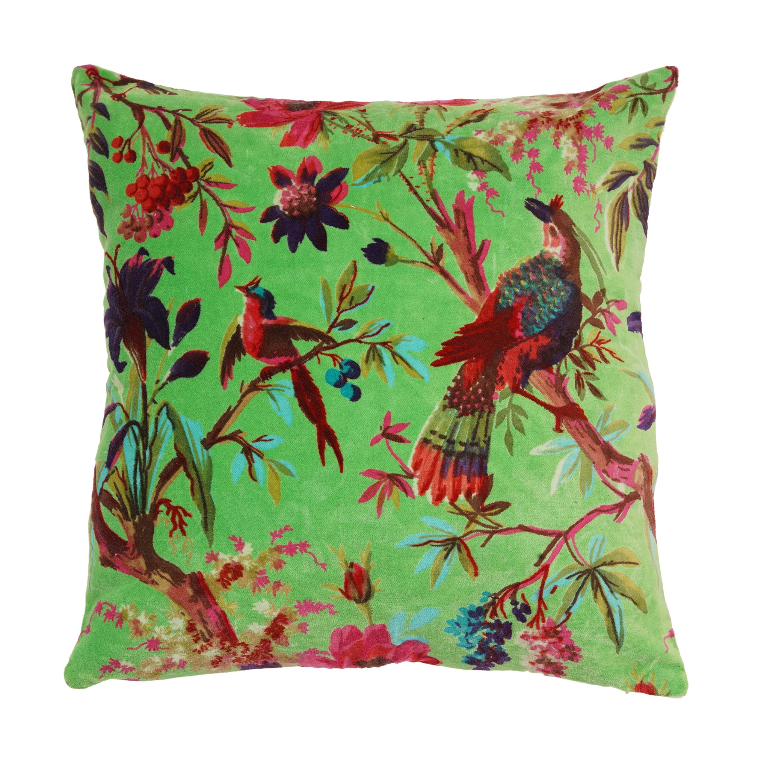 'Feathered Foliage' 100% Cotton Velvet Cushion Cover