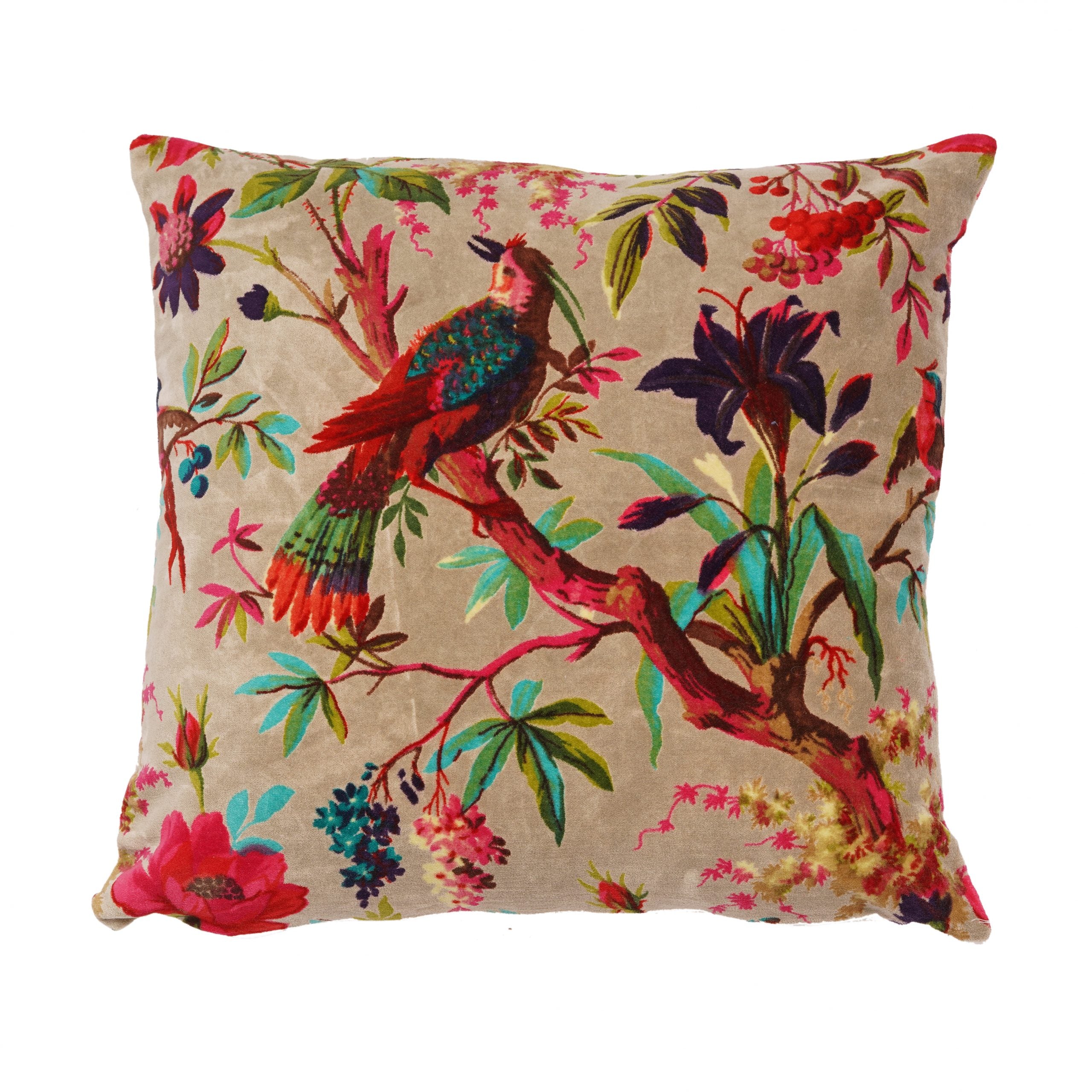 'Botanical Harmony' 100% Cotton Velvet Cushion Cover