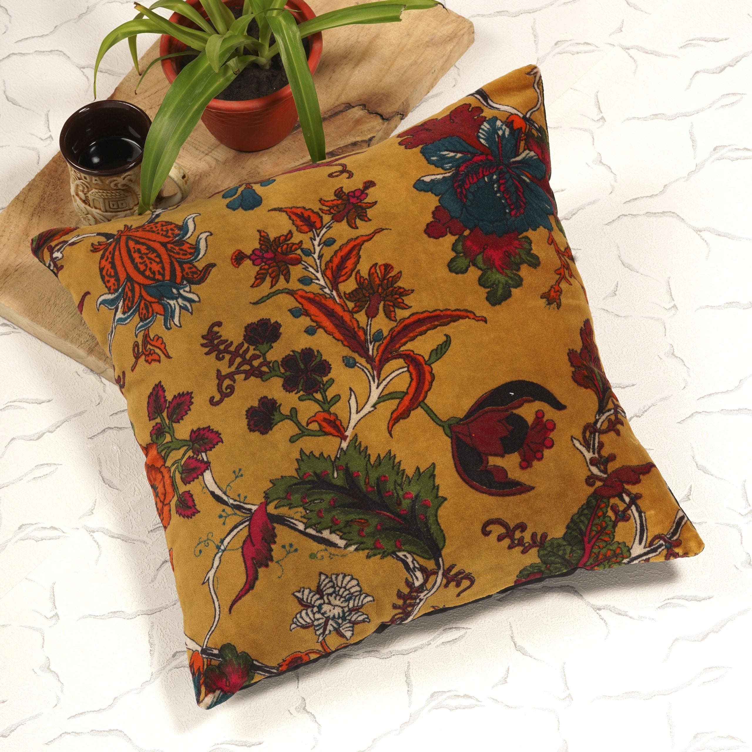 Cotton Velvet Floral Cushion Frida