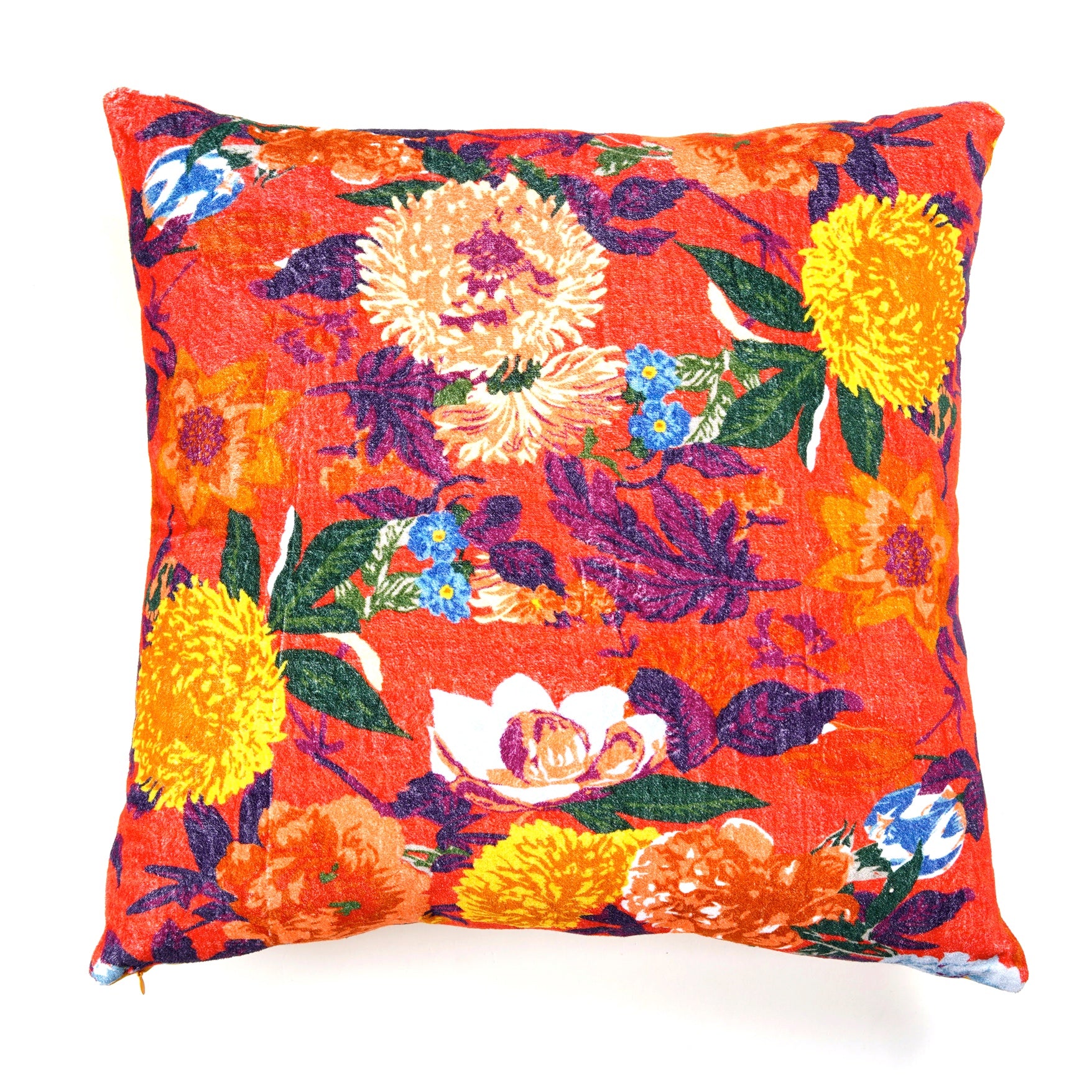 'Decadent Florals' 100% Cotton Velvet Cushion Cover