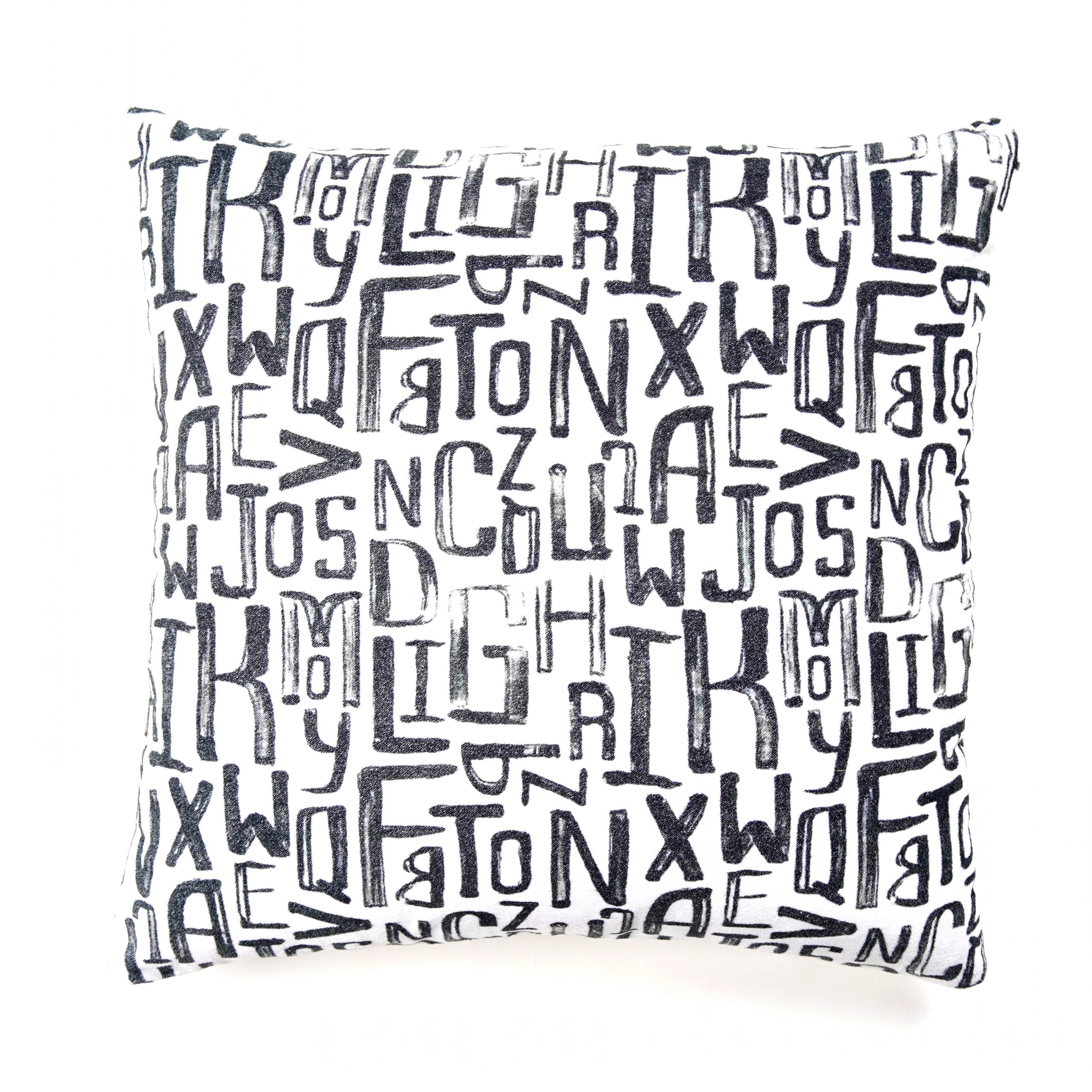 'Bold Alphabet' 100% Cotton Velvet Cushion Cover