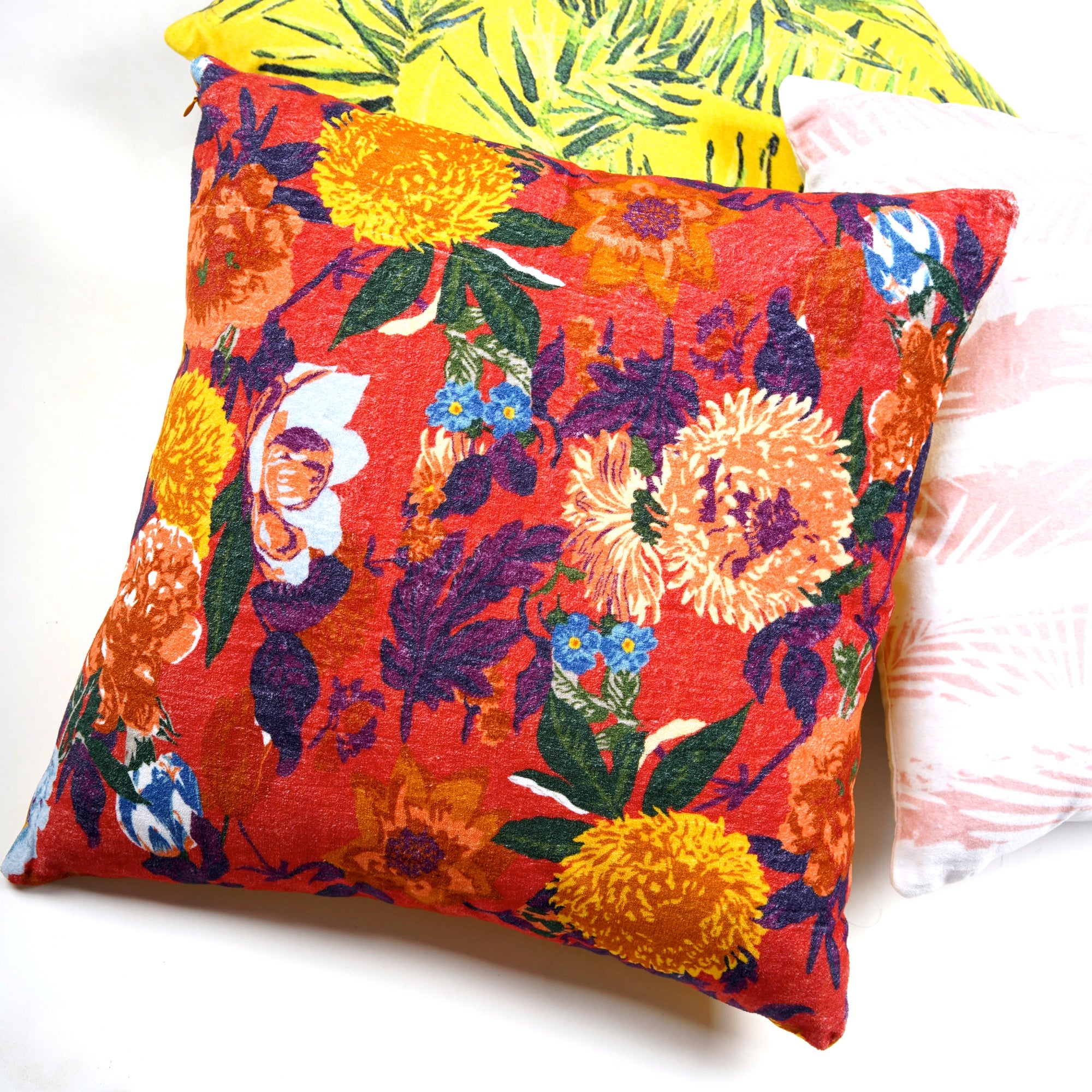 'Decadent Florals' 100% Cotton Velvet Cushion Cover