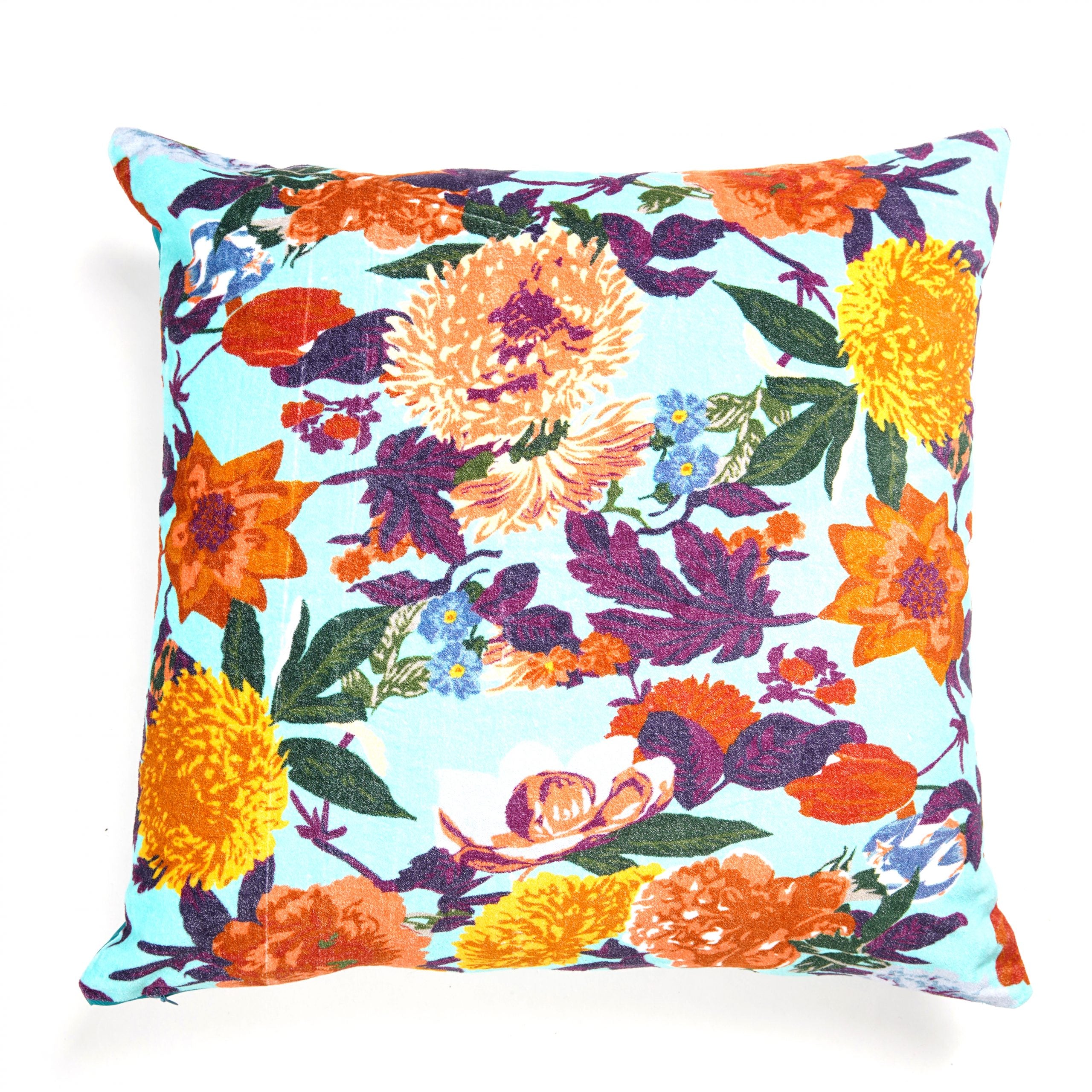100% Cotton Velvet Cushion Cover - Sky Anthro