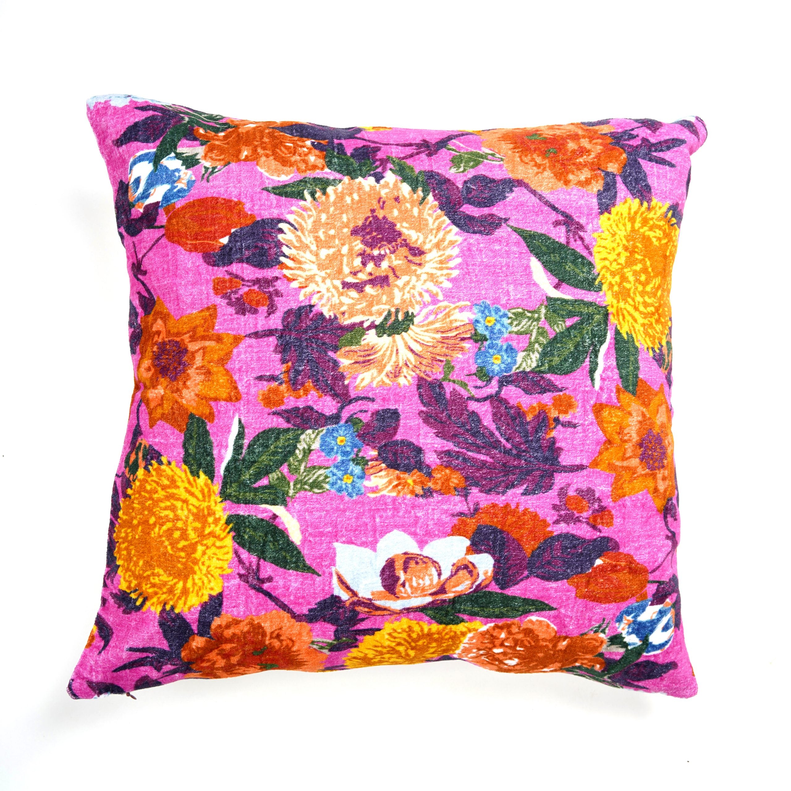'Blossoming Brilliance' 100% Cotton Velvet Cushion Cover