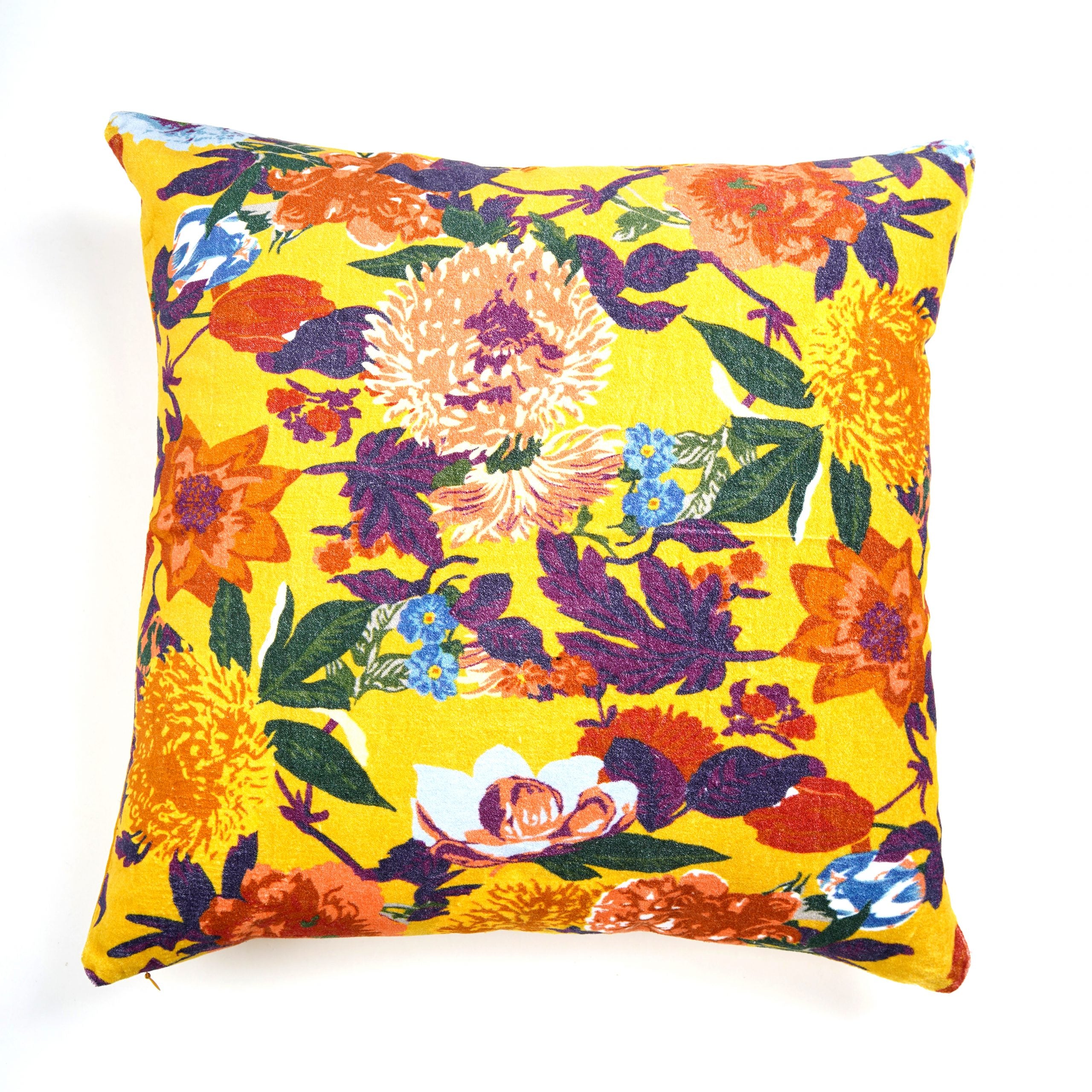 'Floral Dreamscape' 100% Cotton Velvet Cushion Cover