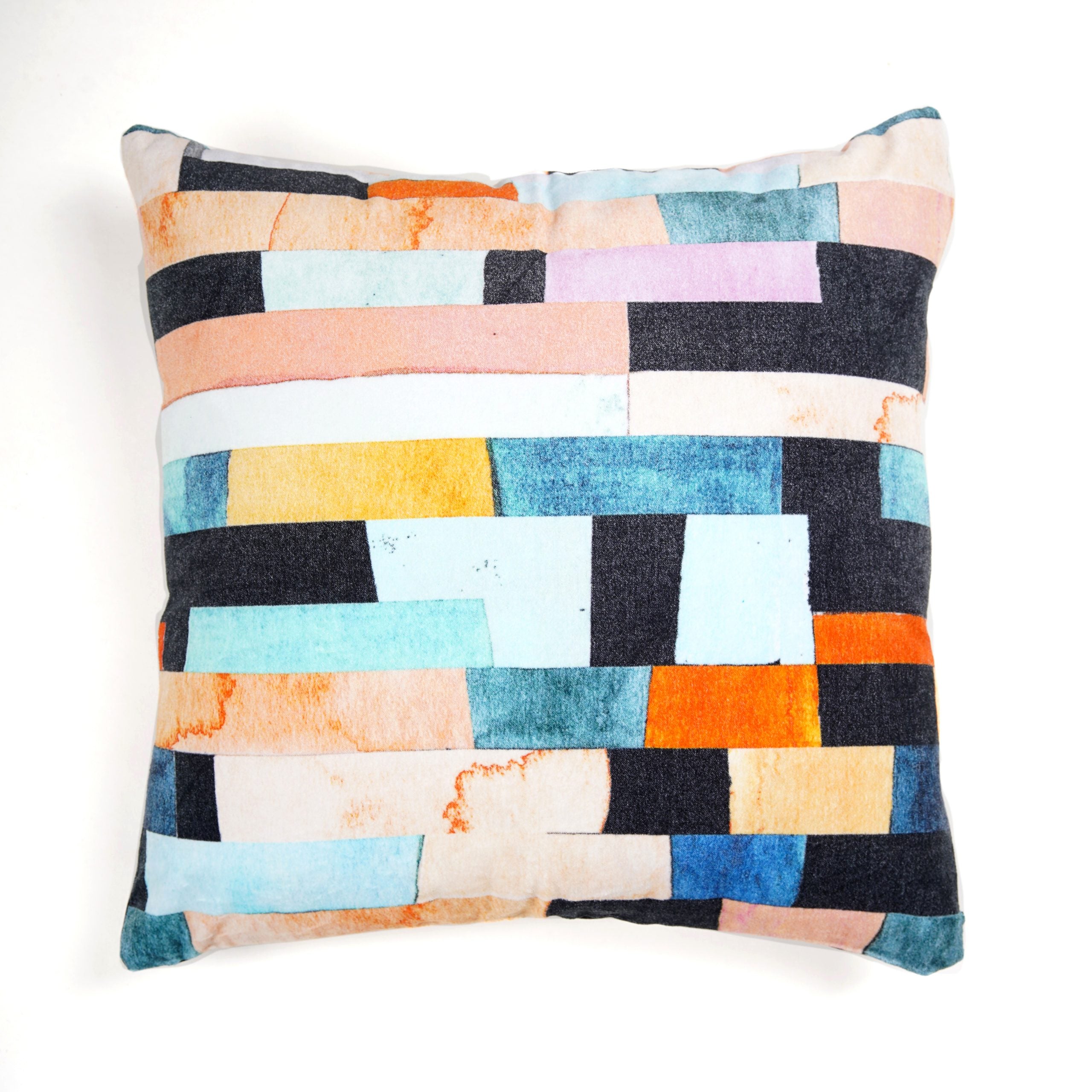 'Colorful Collage' 100% Cotton Velvet Cushion Cover
