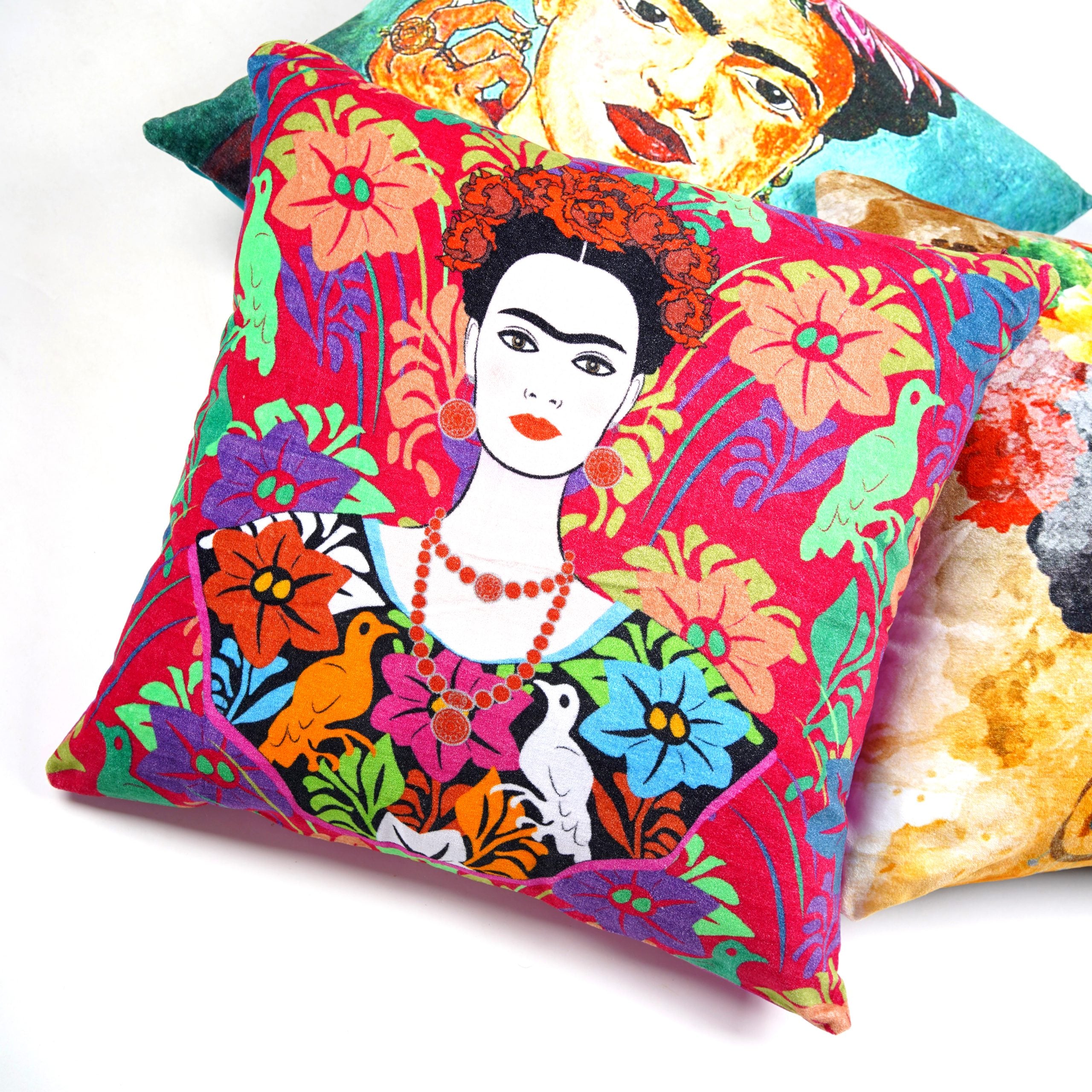 'Mexican Brilliance' 100% Cotton Velvet Cushion Cover