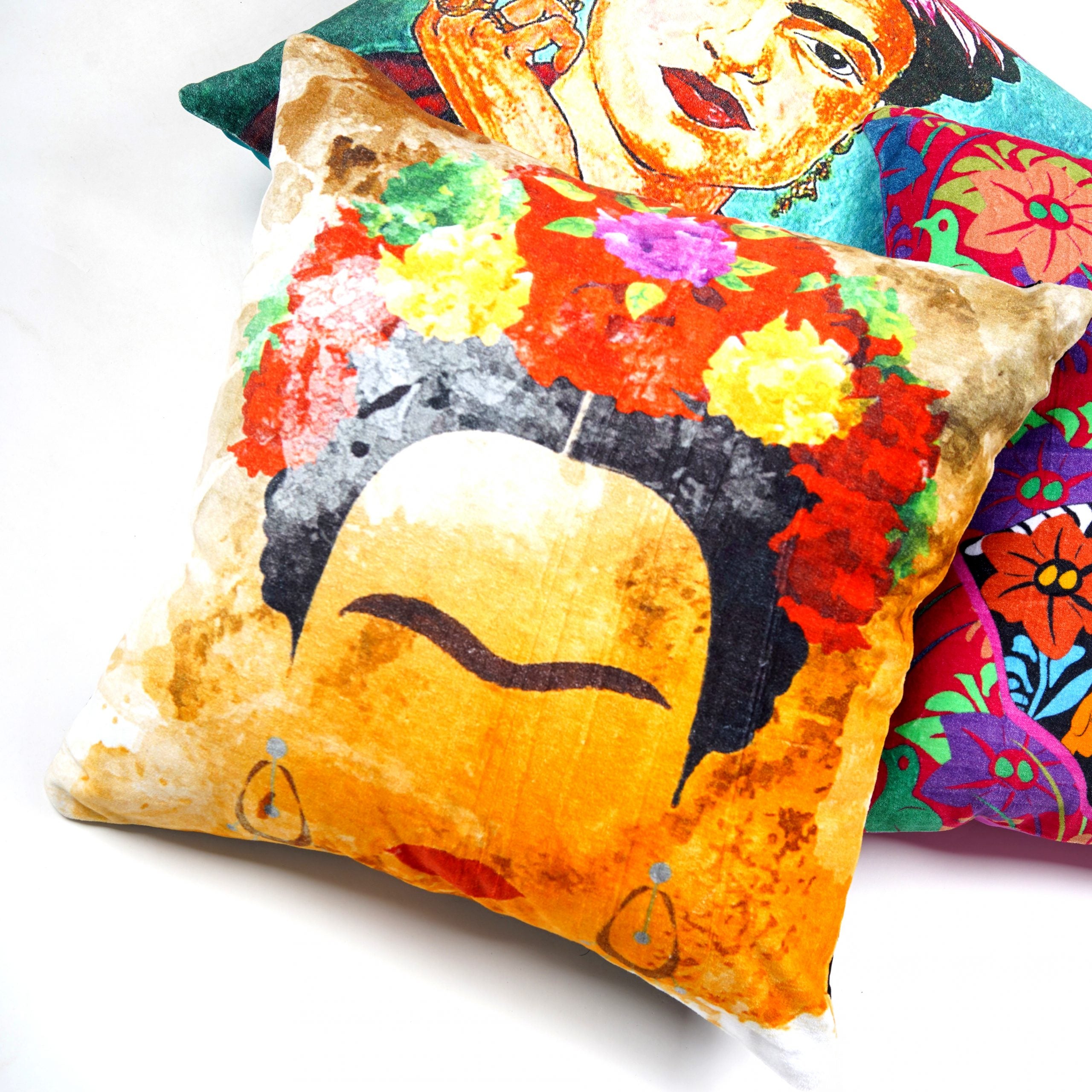 'Artistic Bohemia' 100% Cotton Velvet Cushion Cover