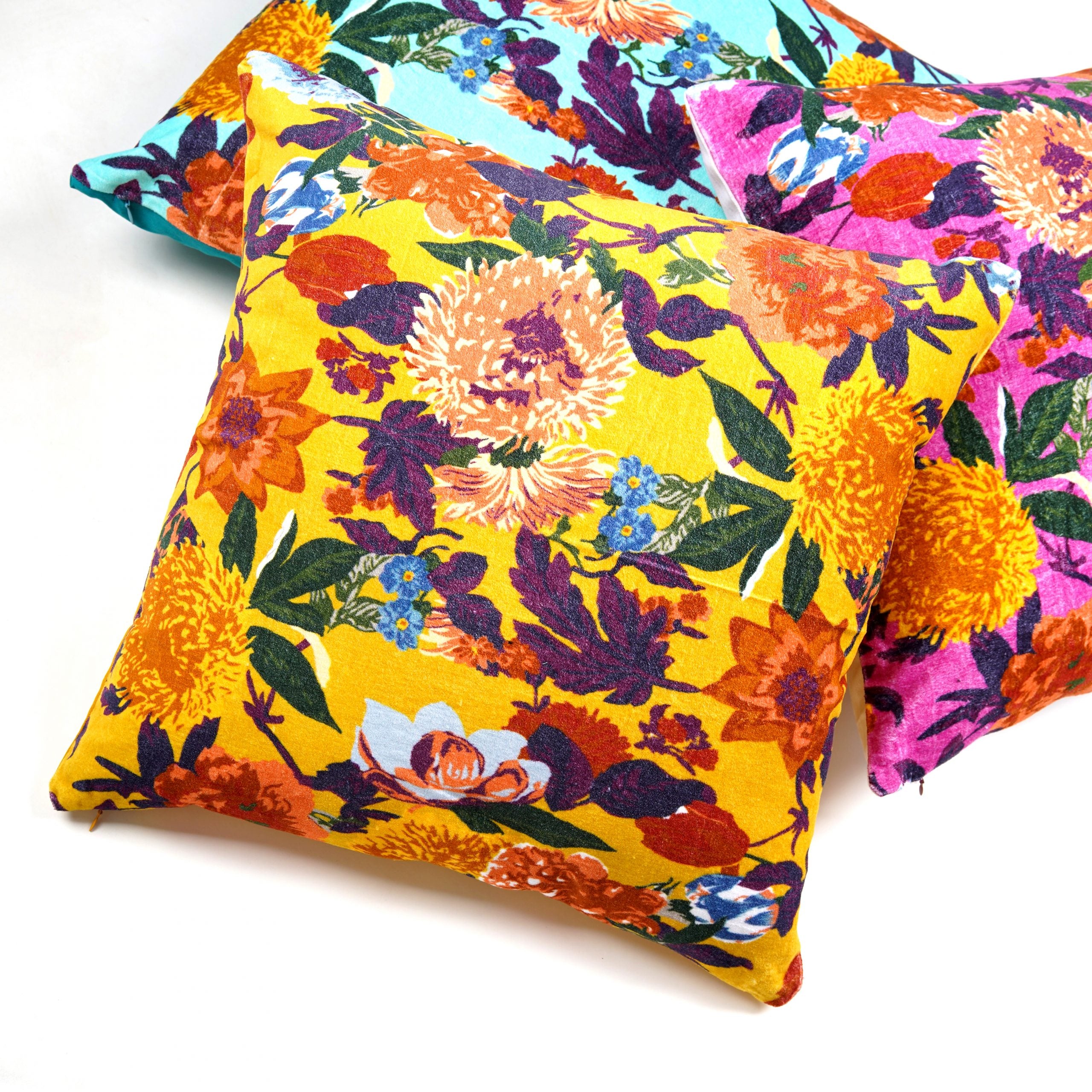 'Floral Dreamscape' 100% Cotton Velvet Cushion Cover