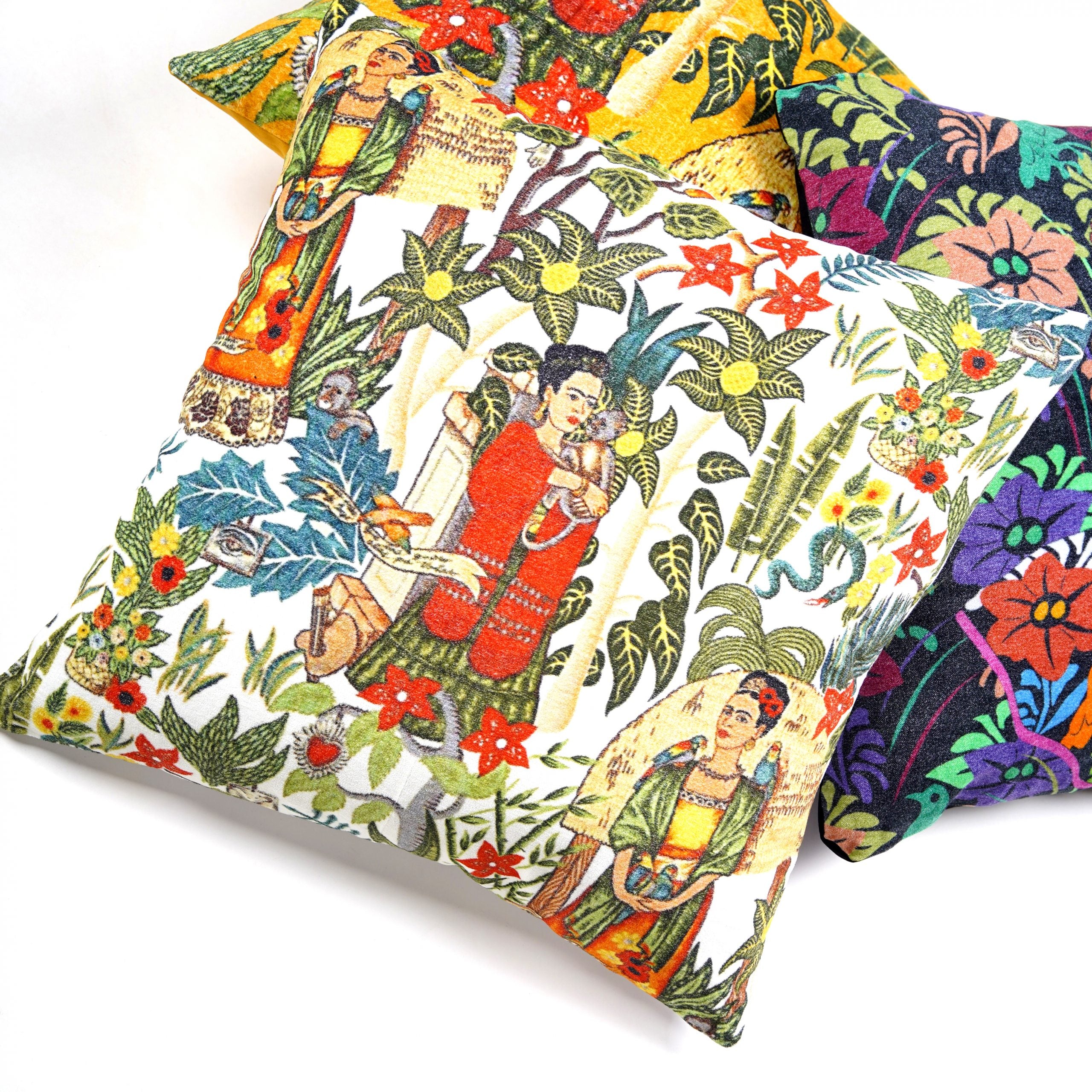 'Frida's Heritage' 100% Cotton Velvet Cushion Cover