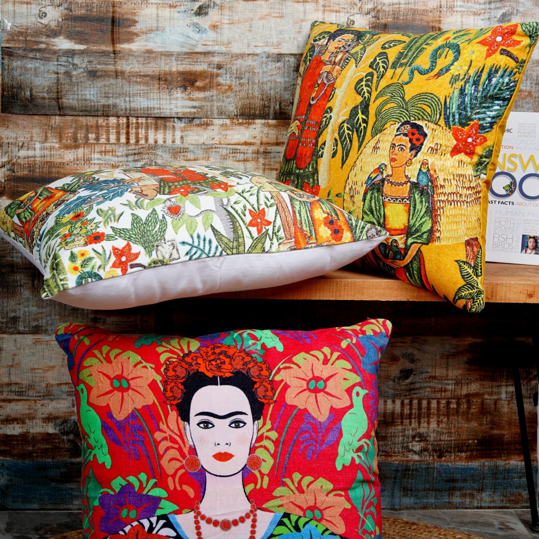 100% Cotton Velvet Cushion Cover - Frida Vibrance