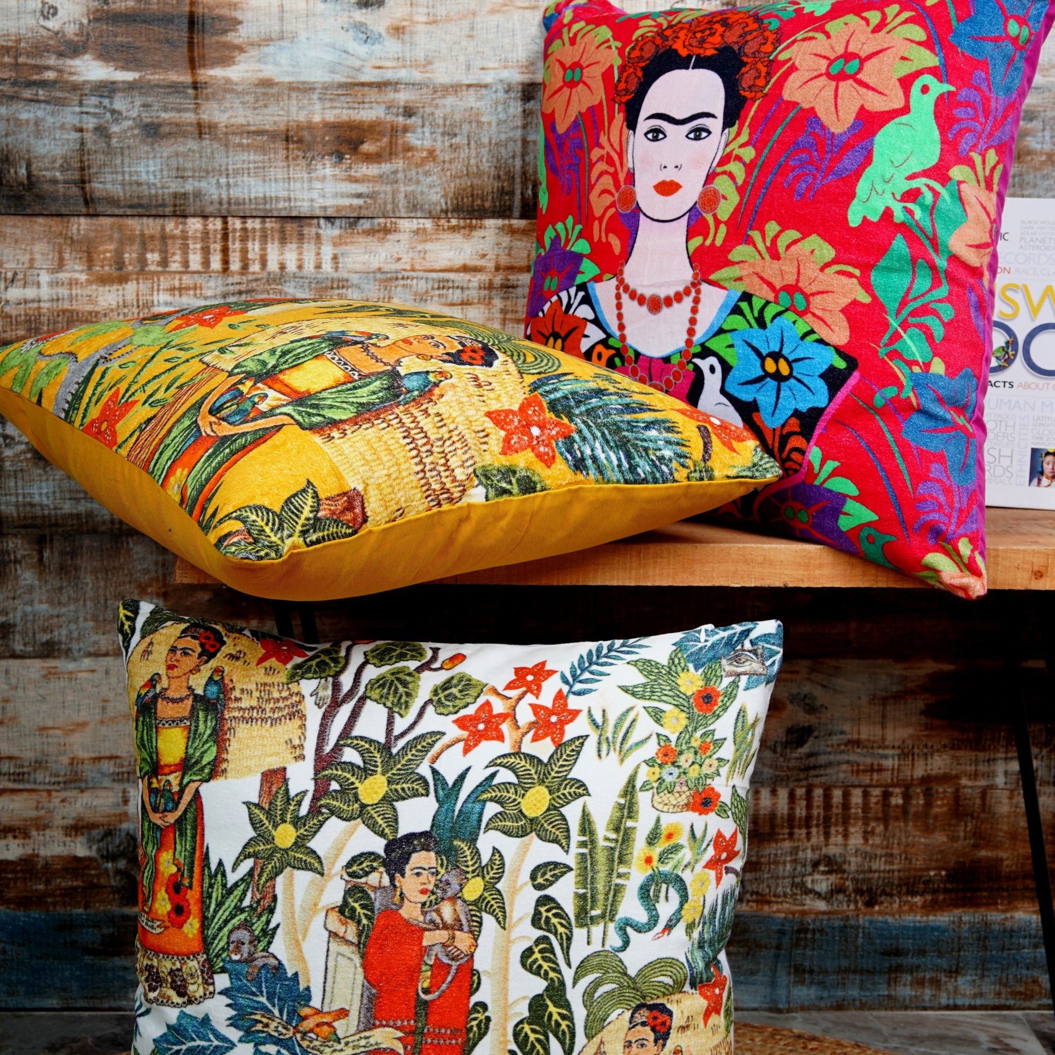 'Frida's Heritage' 100% Cotton Velvet Cushion Cover