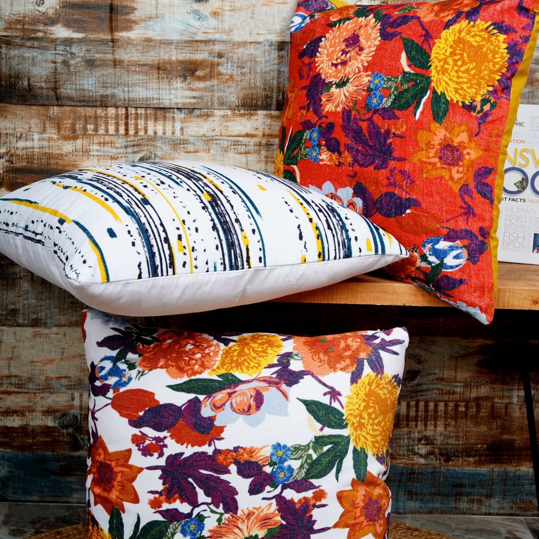 100% Cotton Velvet Cushion Cover - Decadent Florals
