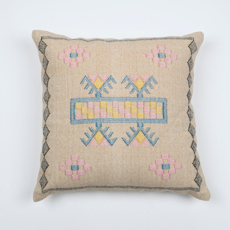 'Boho Retreat' Hand-Woven Cotton Wool Cushion Cover
