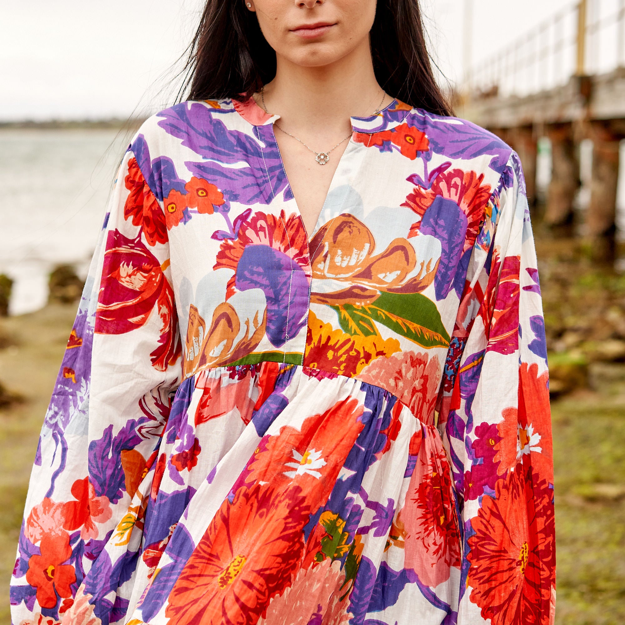 'Bold Blooms' 100% Maxi Dress