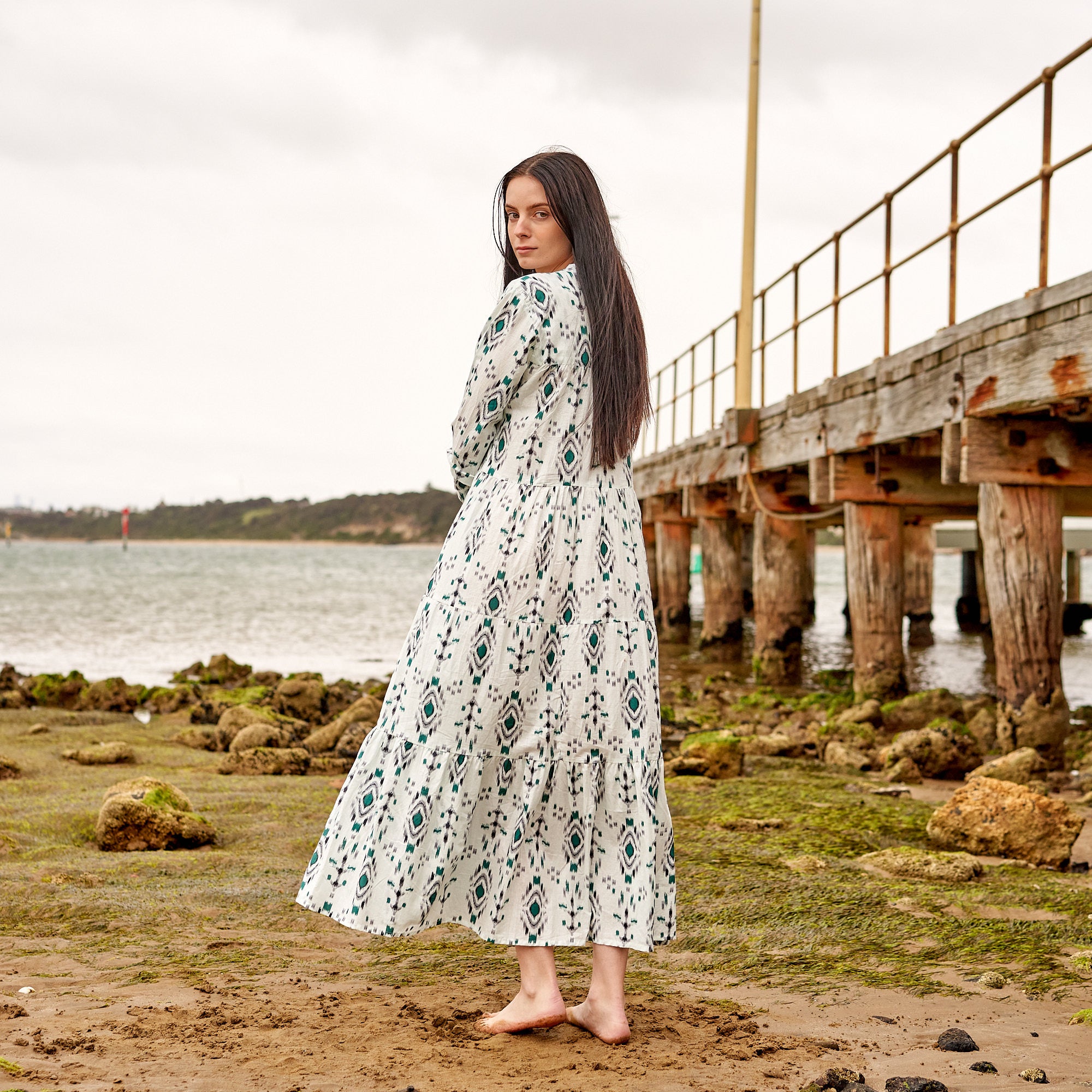 Breezy Bohemian' 100% Cotton Maxi Dress - Main Image
