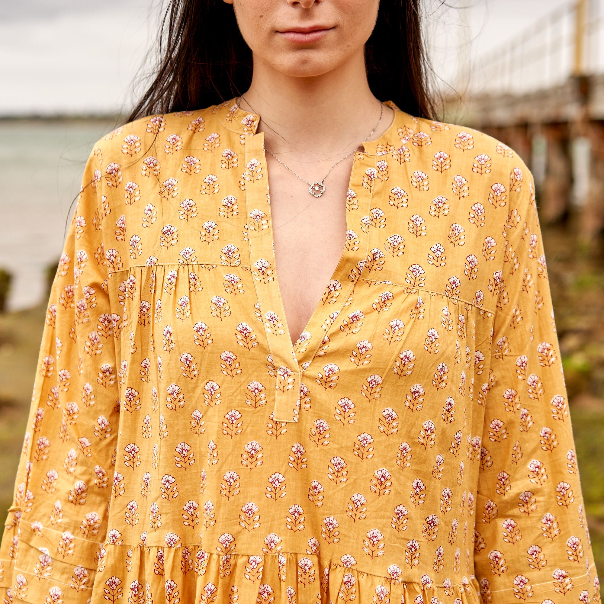 'Golden Summer' 100% Cotton Maxi Dress