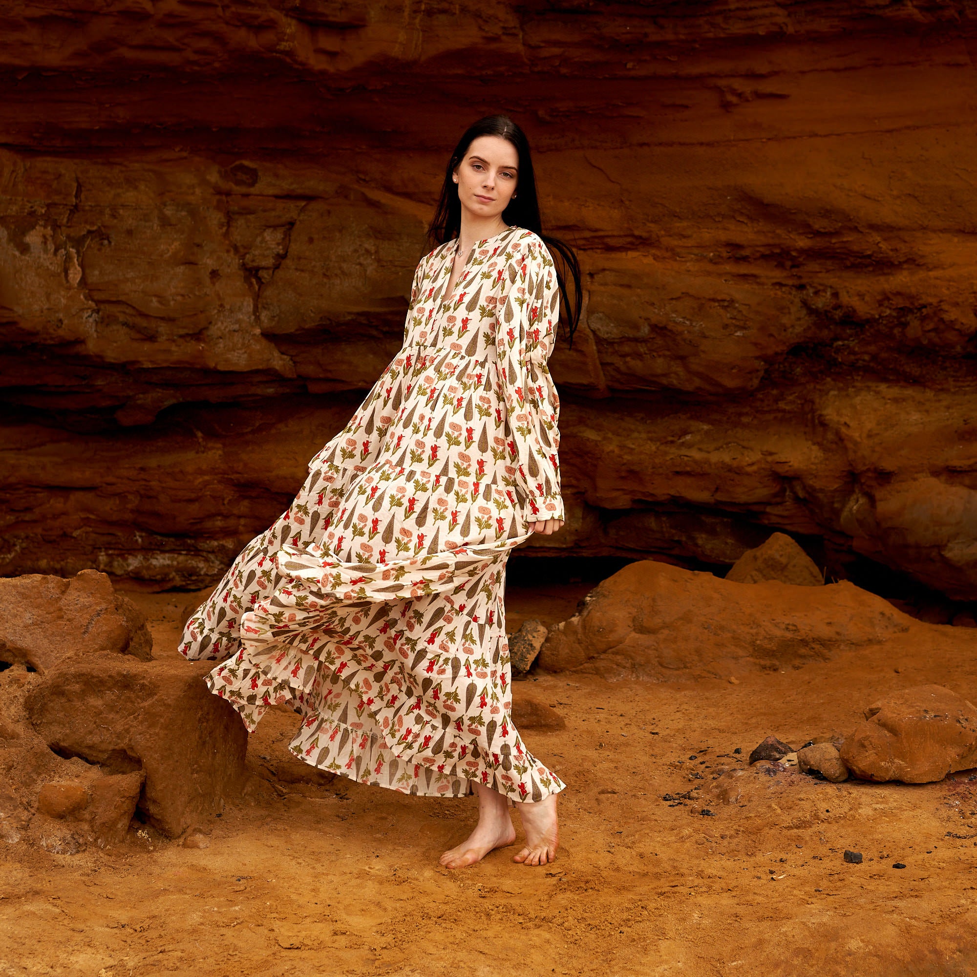 'Nature's Canvas' 100% Cotton Maxi Dress
