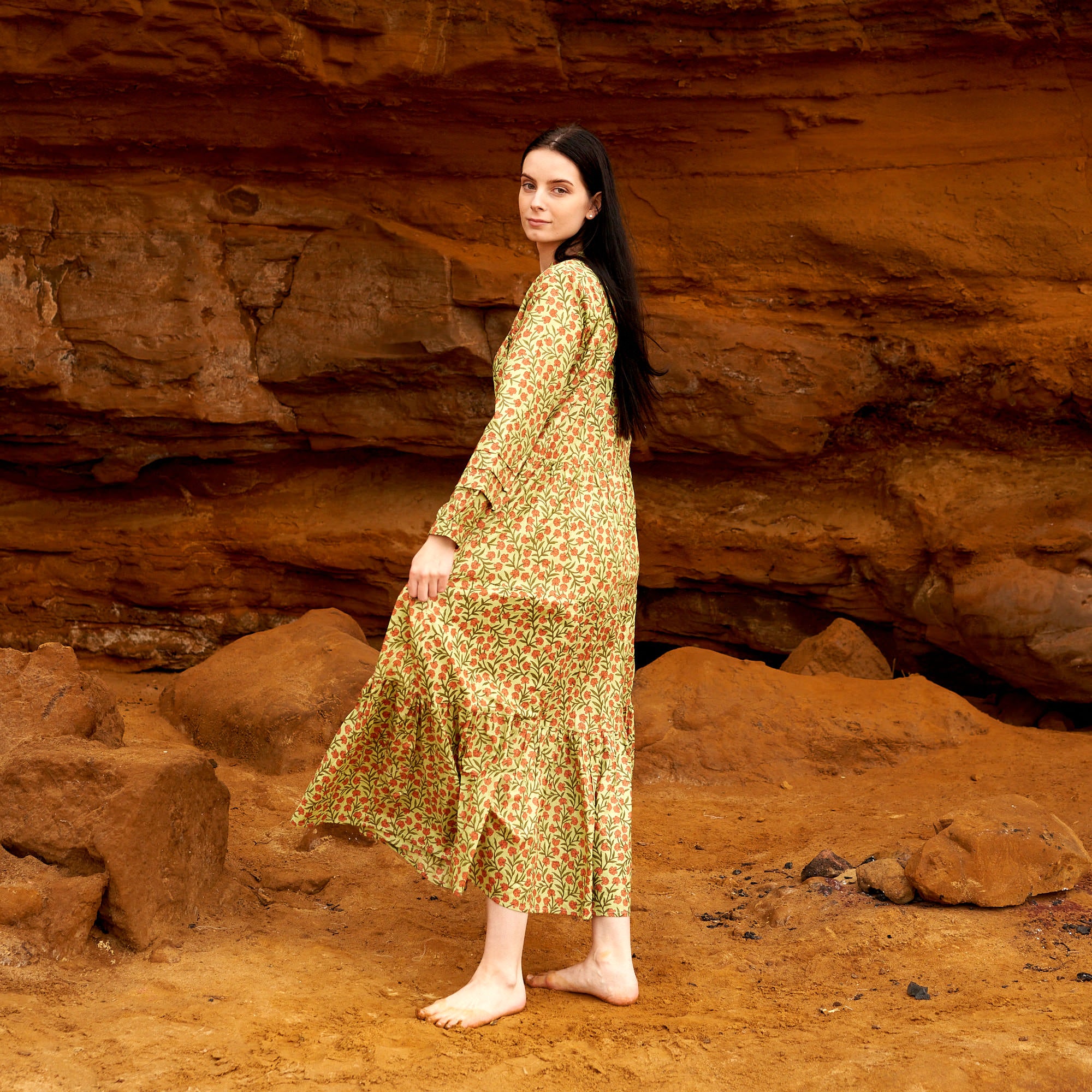 'Sunset Garden' 100% Cotton Maxi Dress