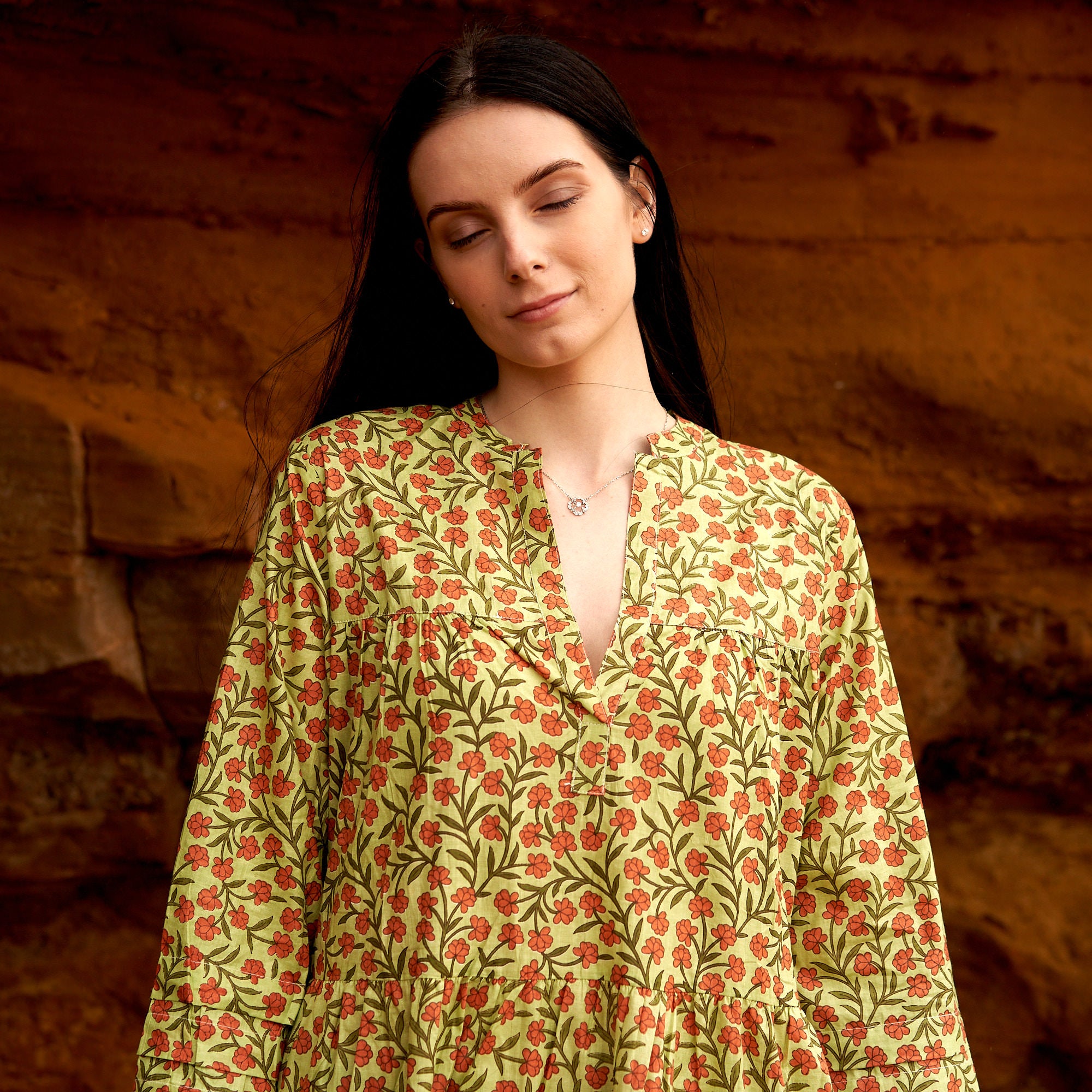 'Sunset Garden' 100% Cotton Maxi Dress