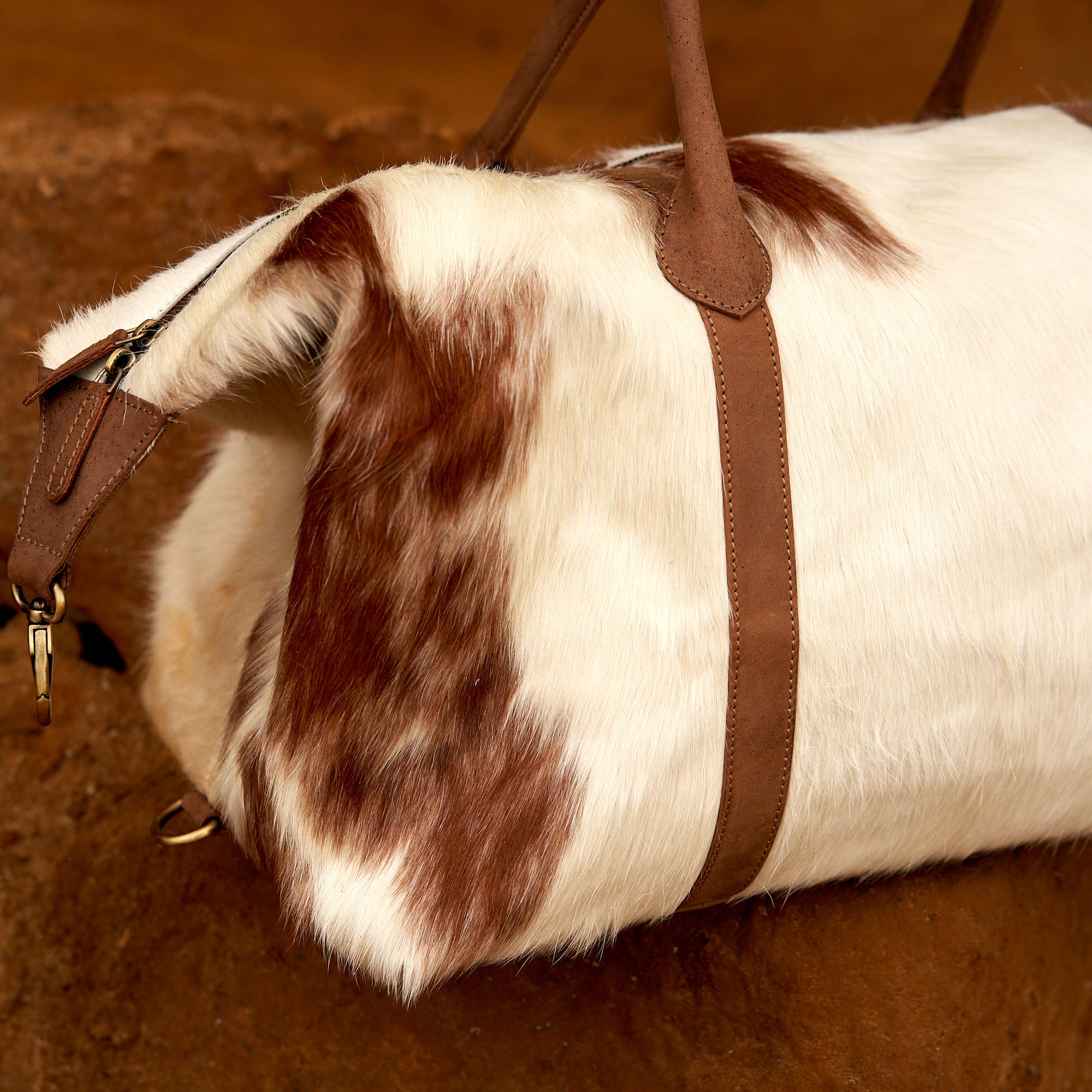 Original Cowhide Leather Duffle Bag - Boho Traveller